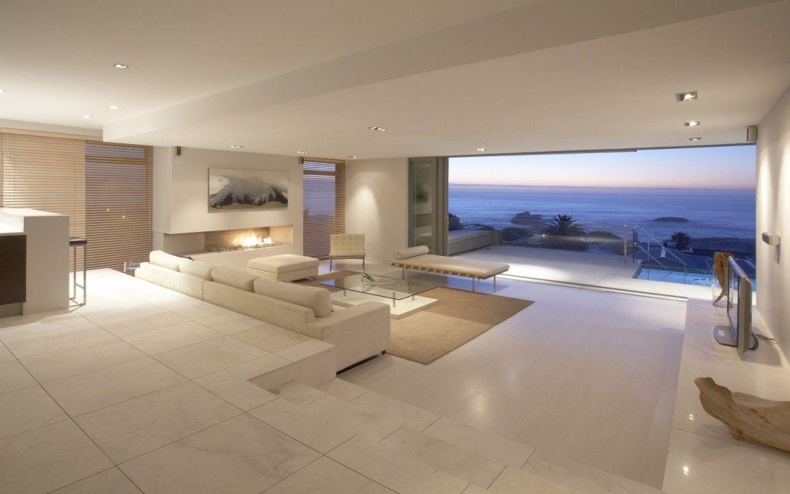 Beautiful Living Room with Ocean View widescreen wallpaper. Wide