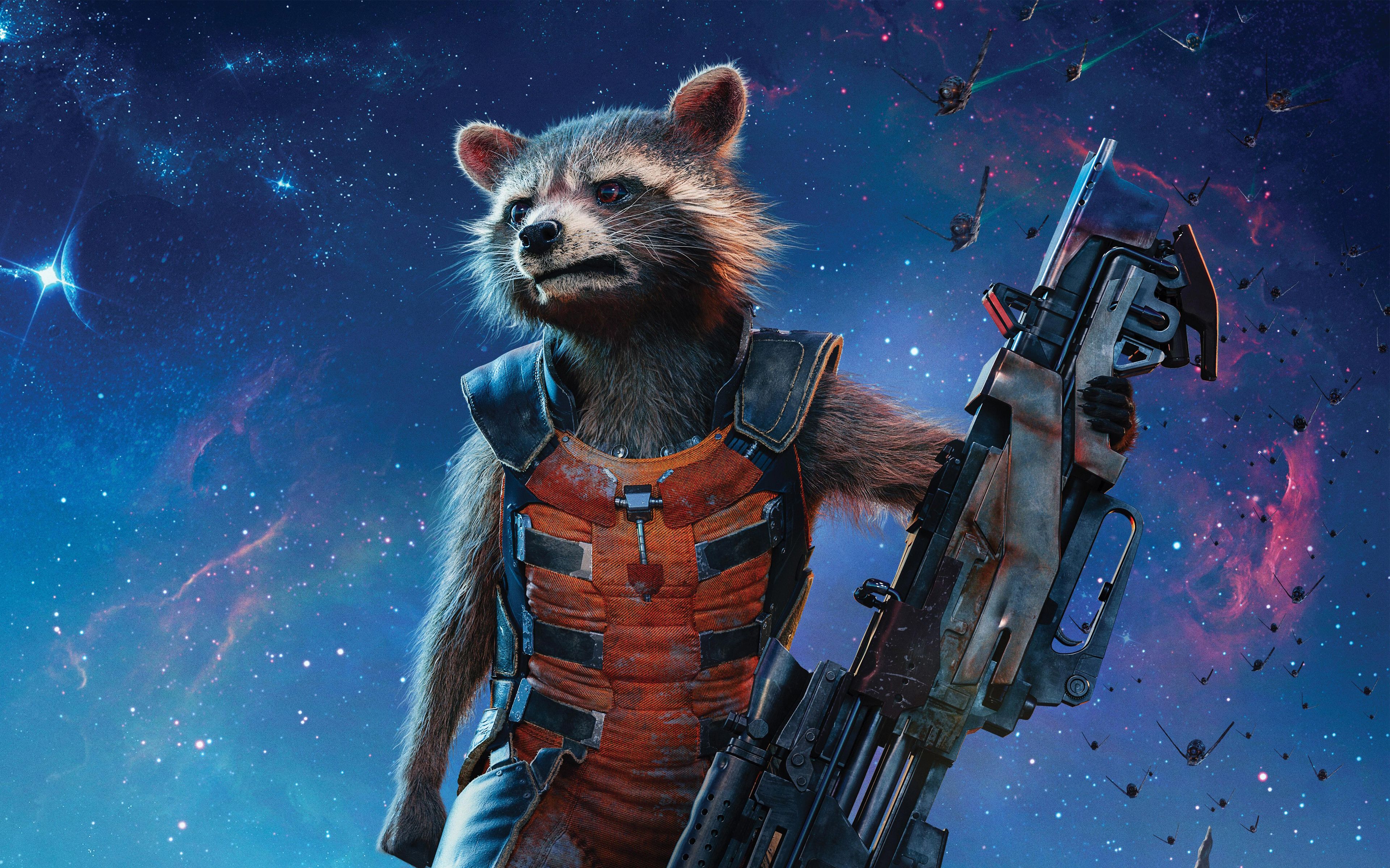 Rocket Raccoon Guardians of the Galaxy Vol 2 4K Wallpaper. HD