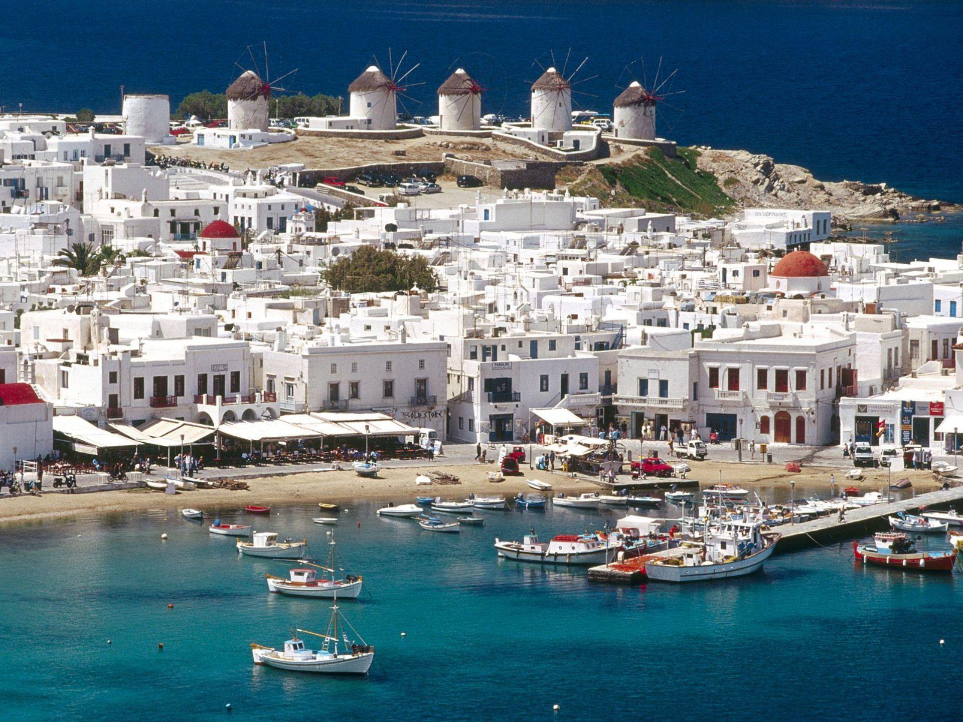 The Greece Island of Mykonos widescreen wallpaper. Wide