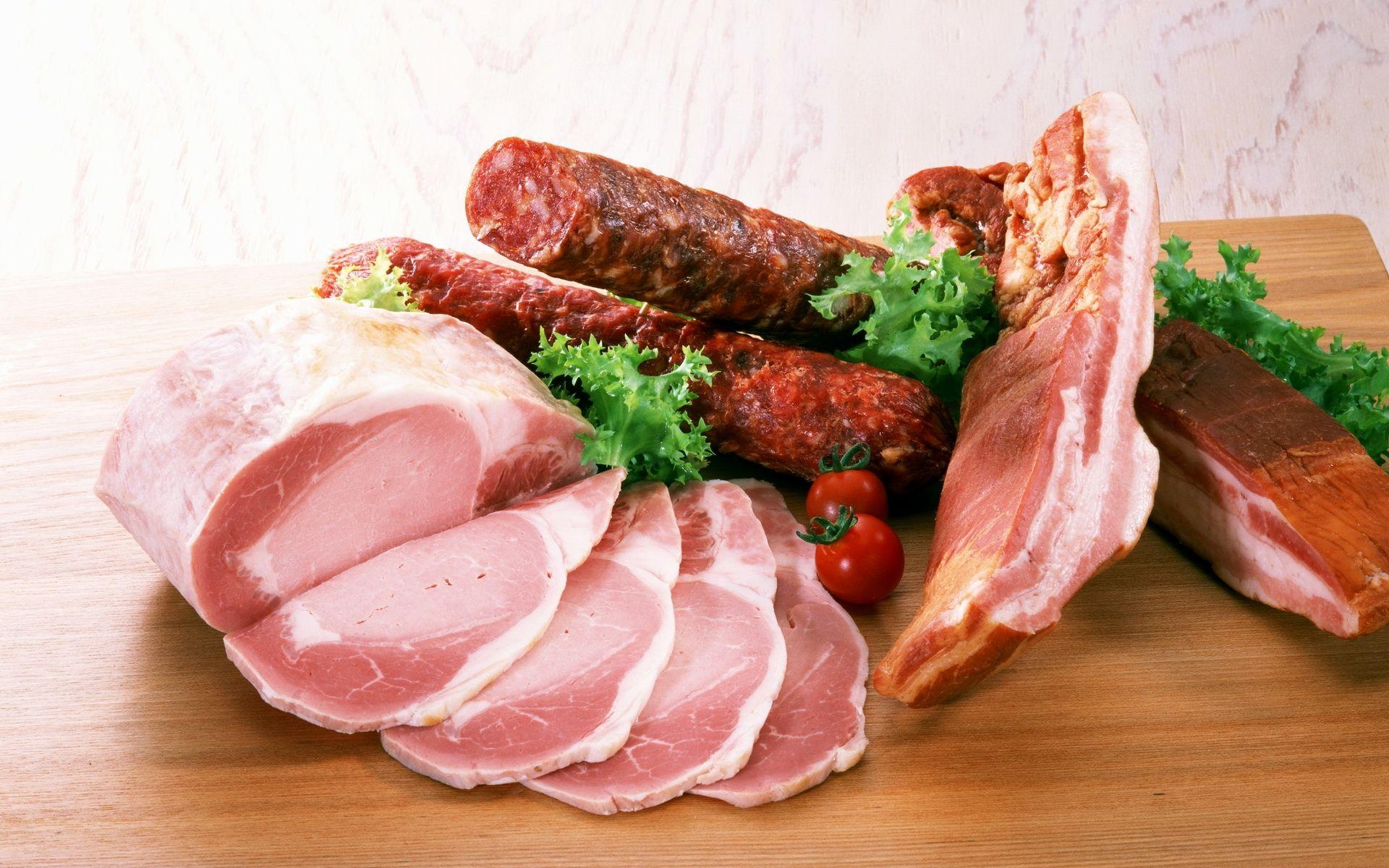 Download Wallpaper 1920x1200 Meat, Sausage, Meats, Greens