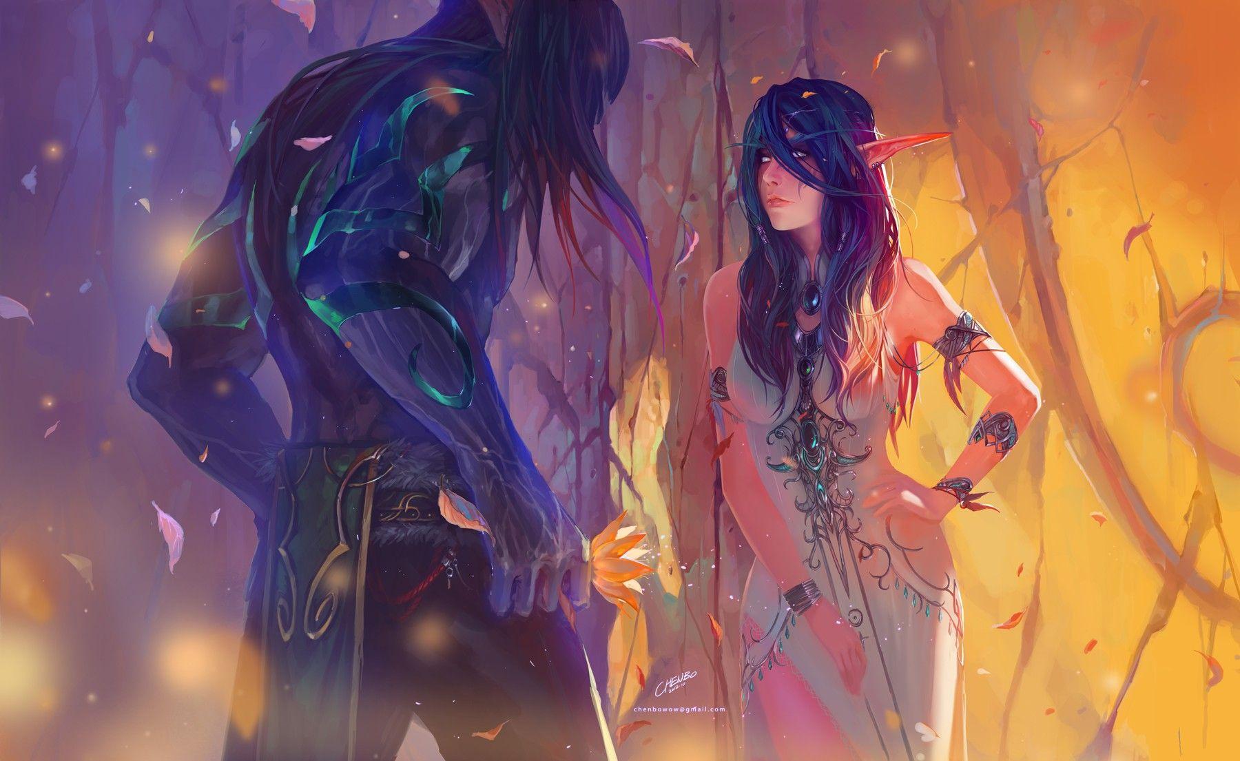women, video games, World of Warcraft, fantasy art, Illidan