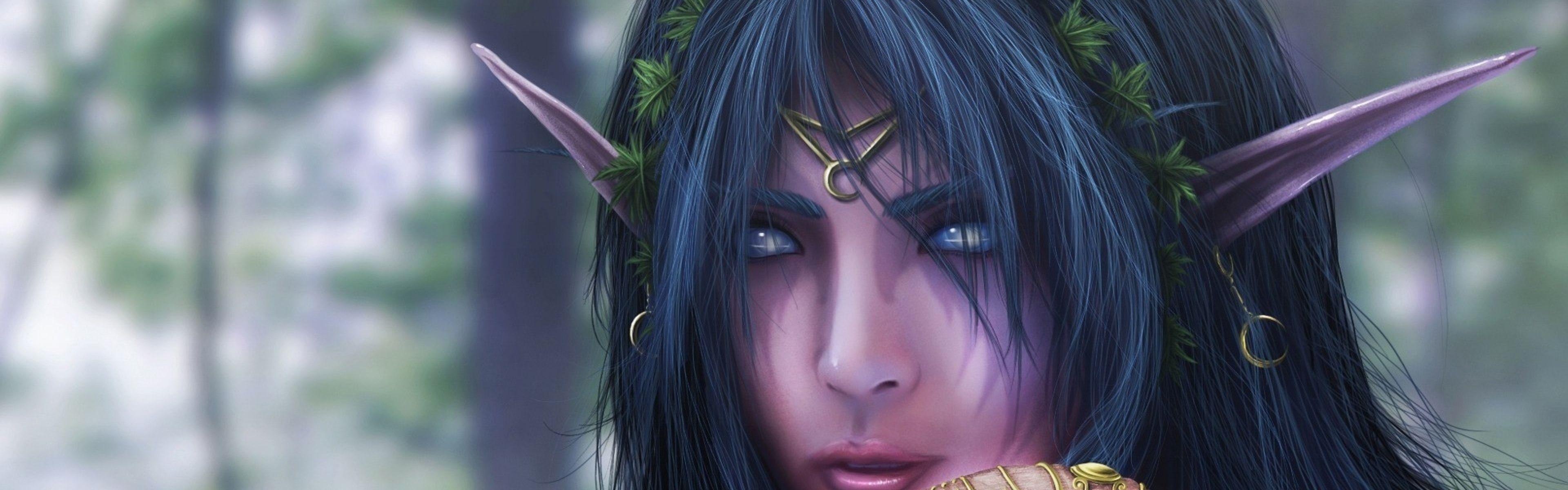 Download Wallpaper 3840x1200 Warcraft, Tyrande whisperwind, Female