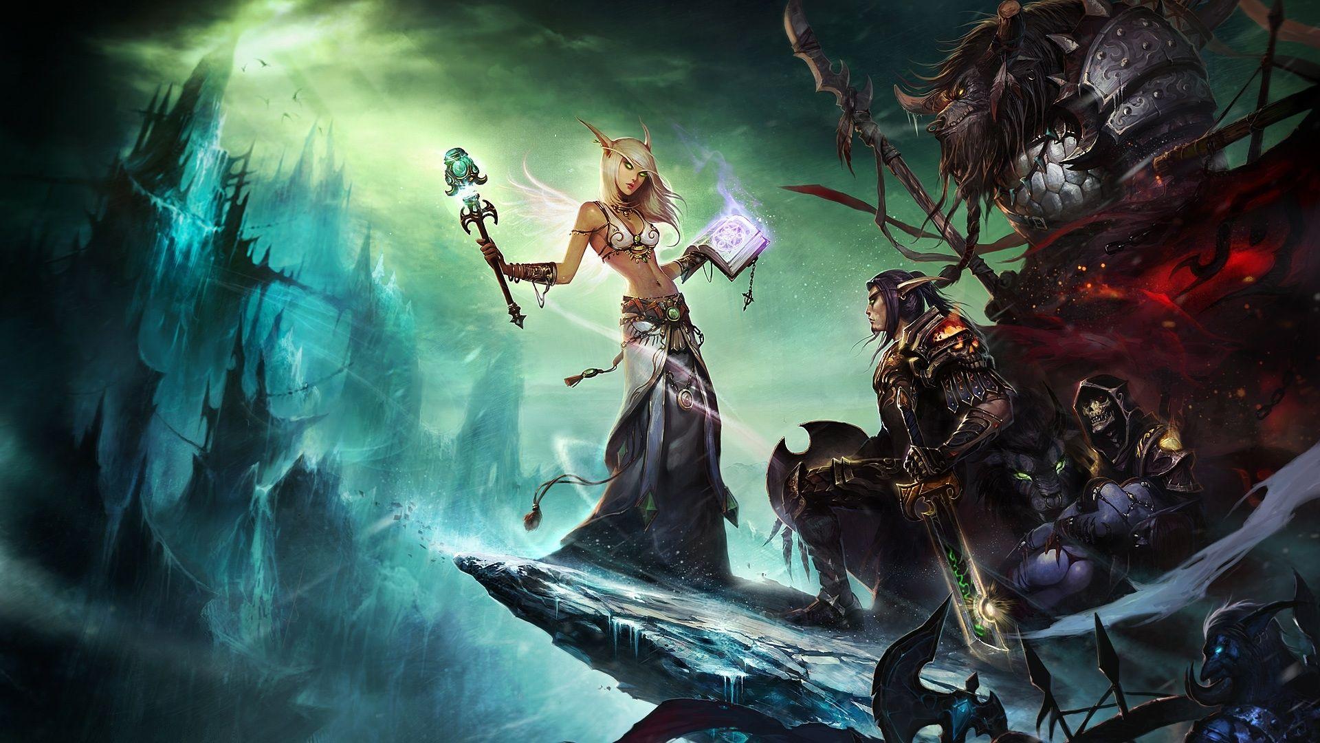 Download Wallpaper 1920x1080 warcraft, tyrande whisperwind, female