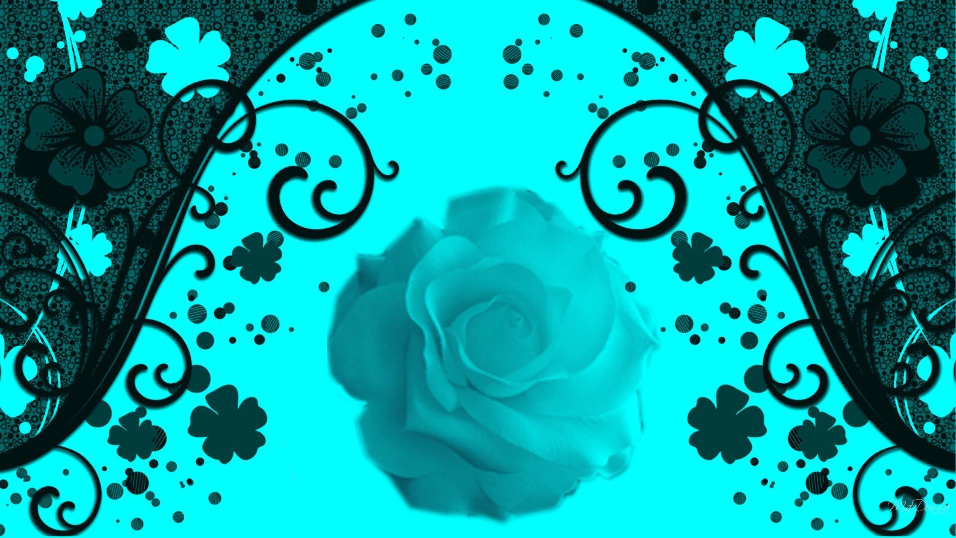 turquoise flowers wallpaper