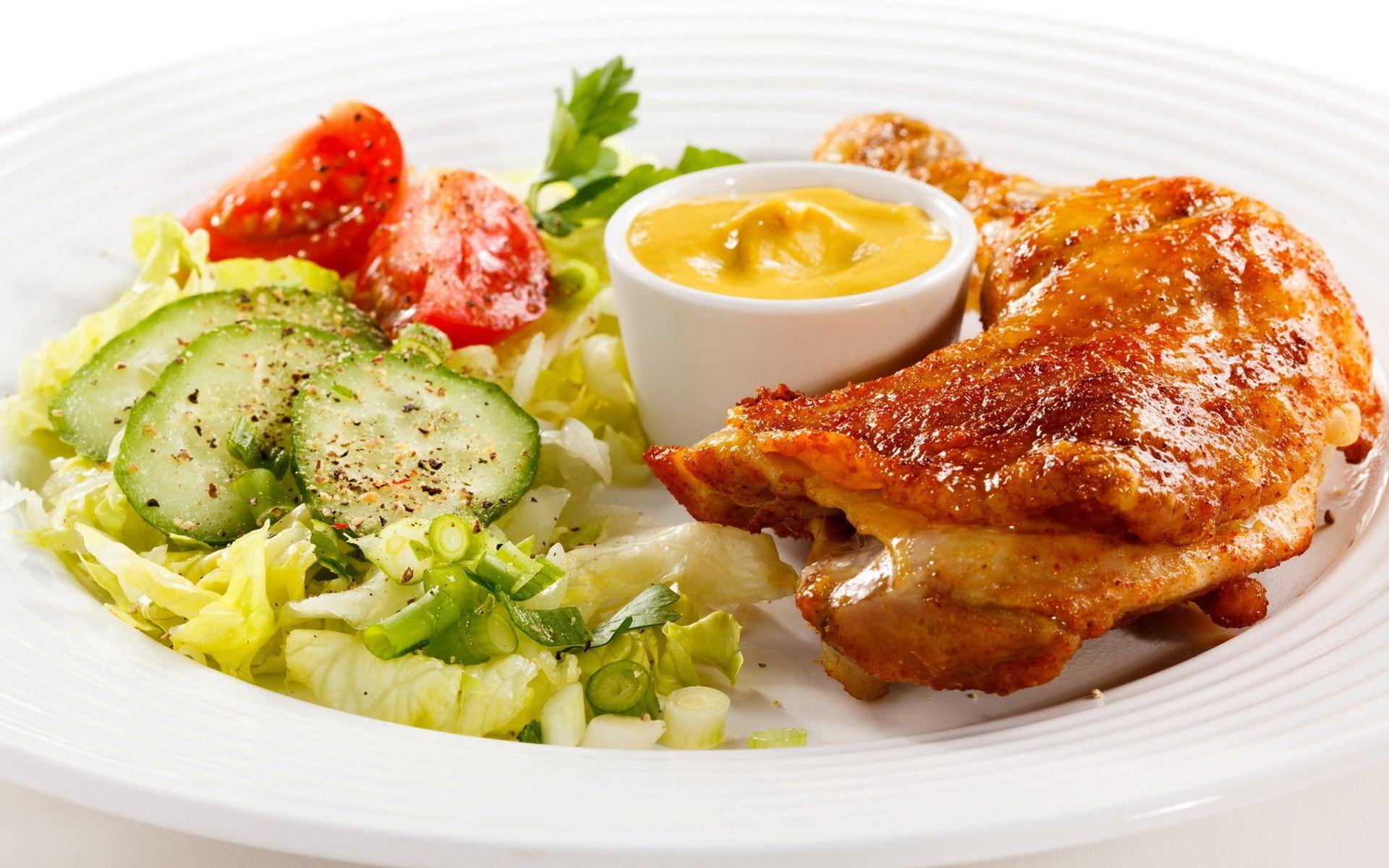 Salad with chicken wallpaper and image, picture