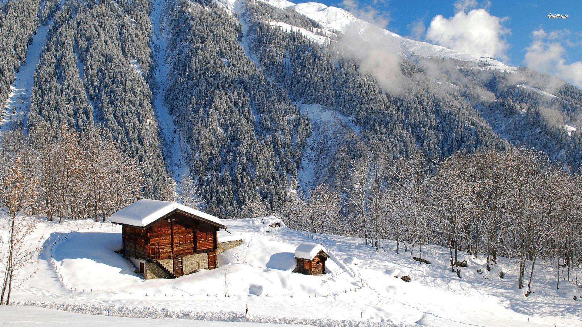 Winter Cabin Wallpaper