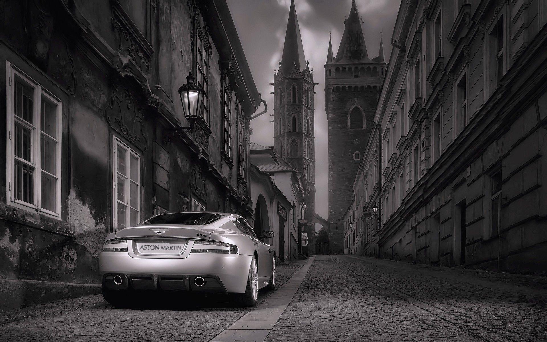 Gorgeous Aston Martin in a grey city Wallpaper download