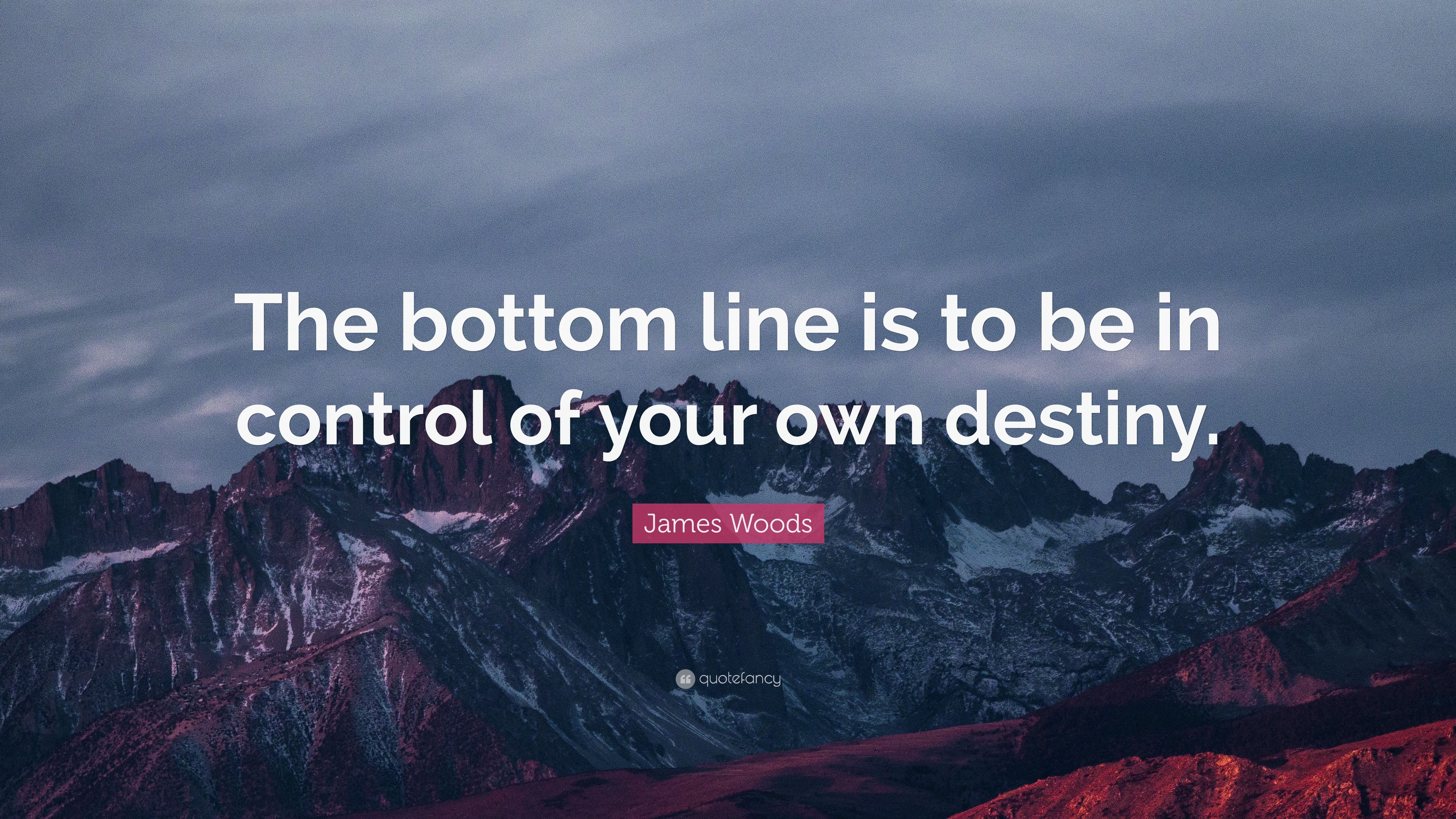 James Woods Quote: “The bottom line is to be in control of your