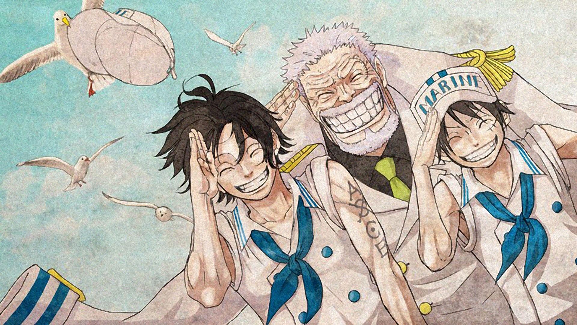 Ace Luffy and Garp Marine One Piece Wallpapers