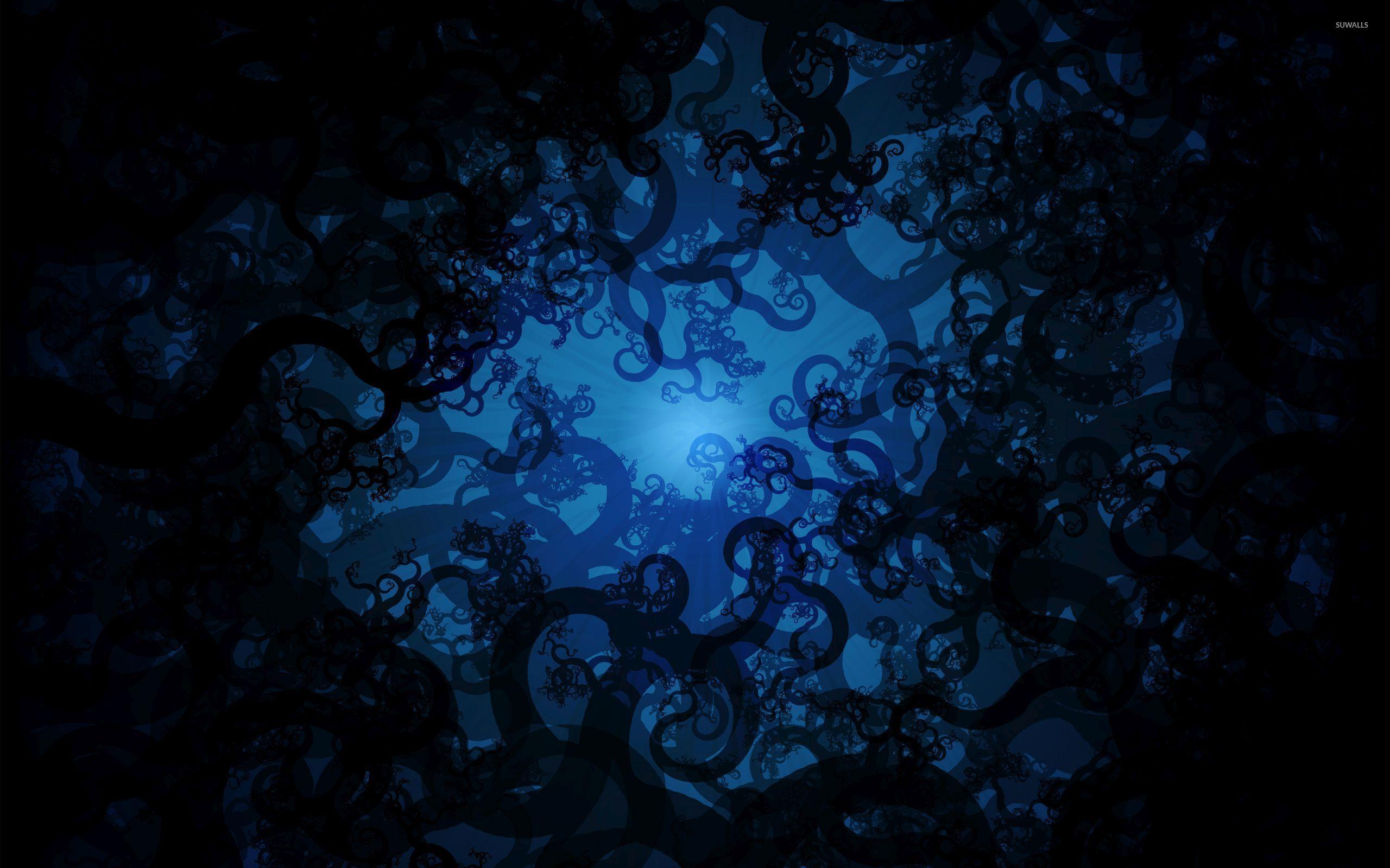 Black swirls in the blue light wallpaper wallpaper