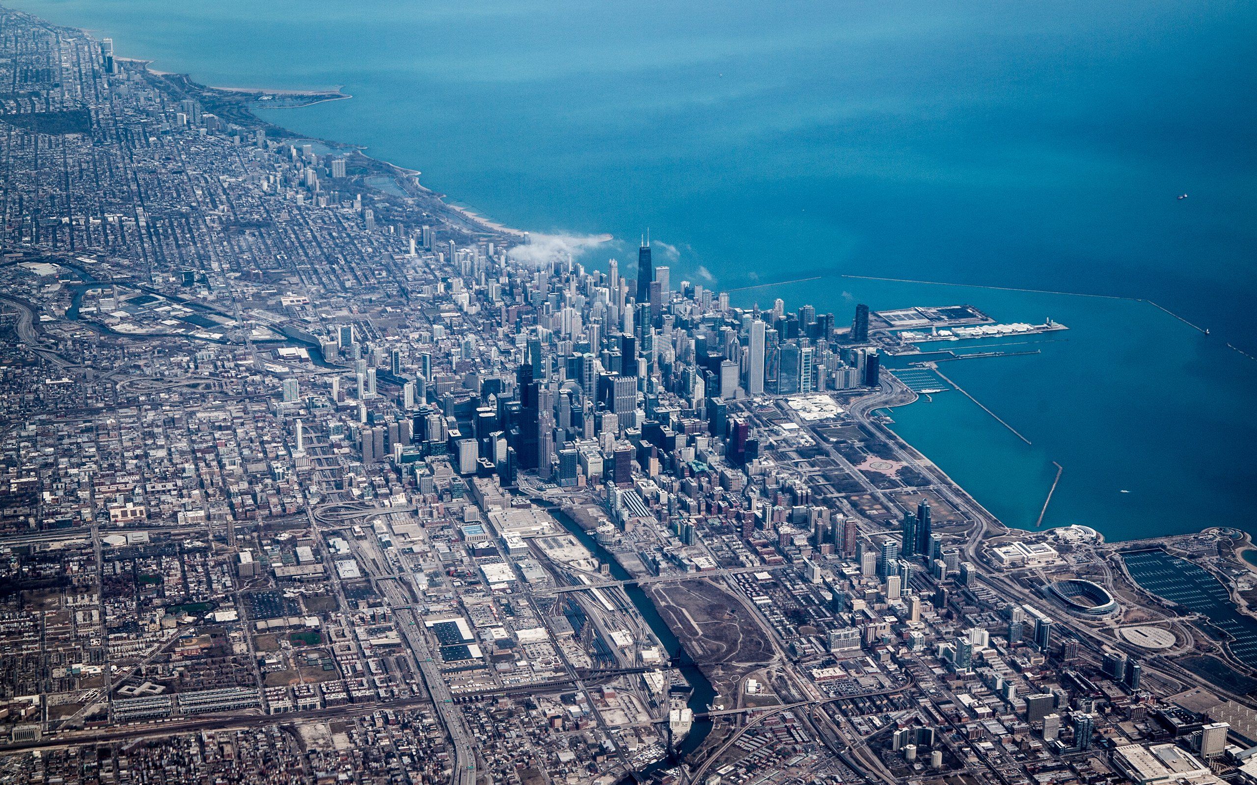 Chicago Buildings Skyscrapers Coast Aerial wallpaperx1600
