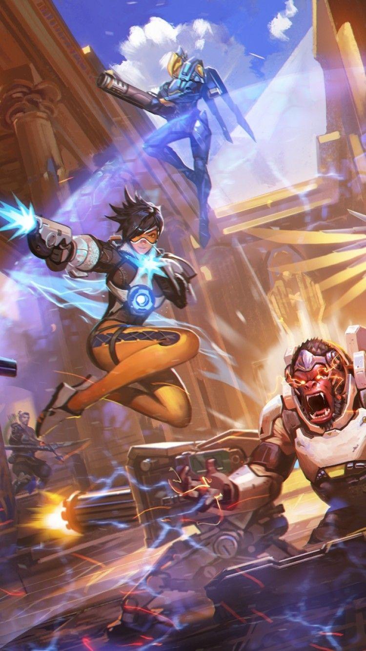Download 750x1334 Overwatch, Tracer, Hanzo, Mercy, Genji