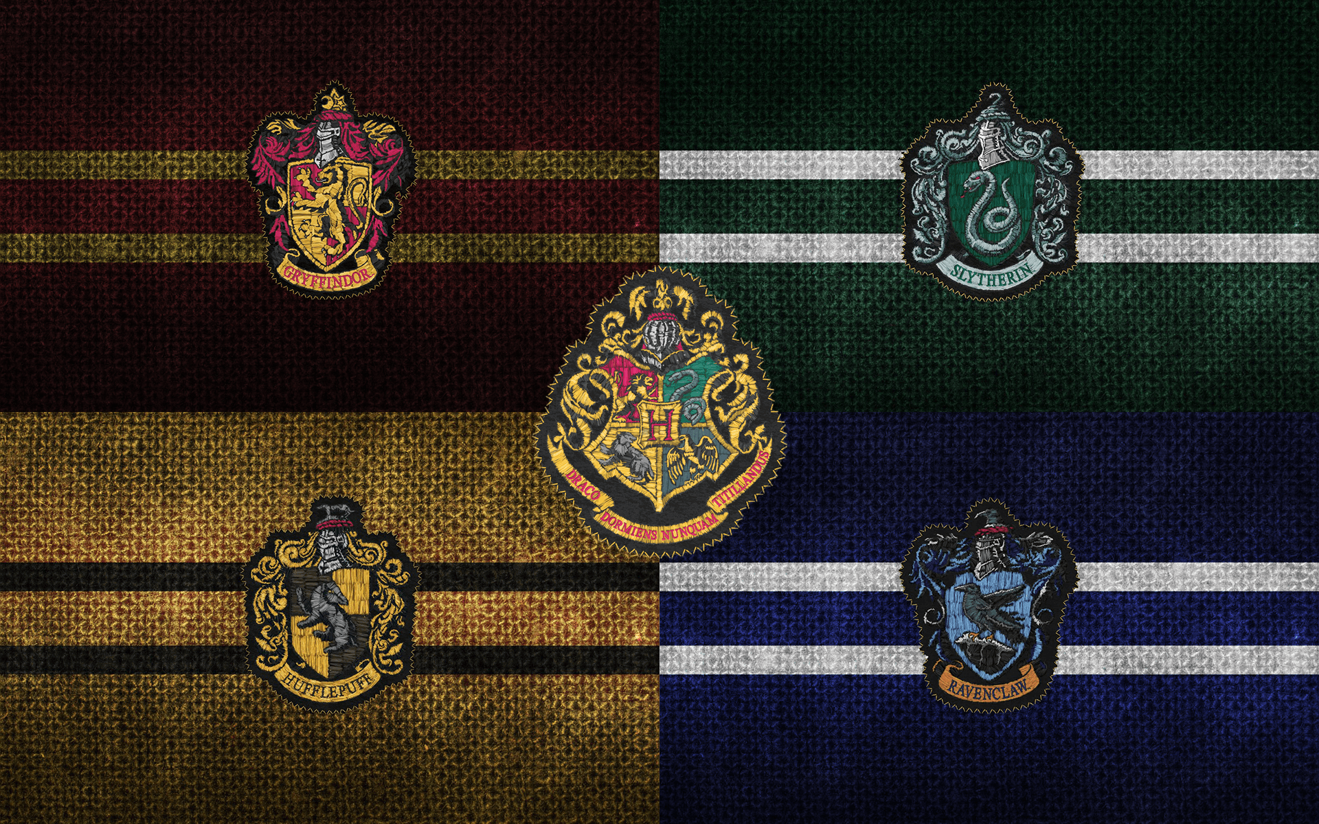 Hogwarts Houses Complete knitted pattern Wallpaper (1920x1200)