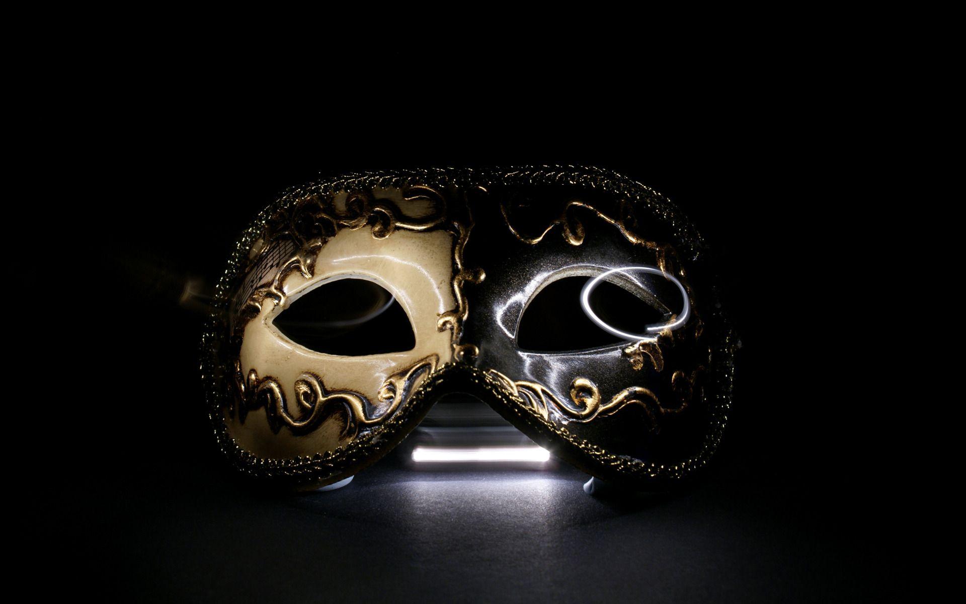 Gold, Black, Mask in the Dark widescreen wallpaper. Wide