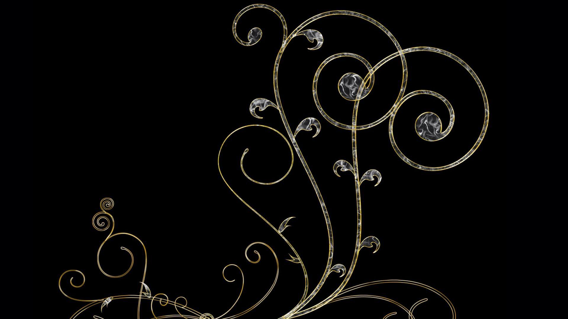 HD Background Gold Designs On Black Background Wallpaper