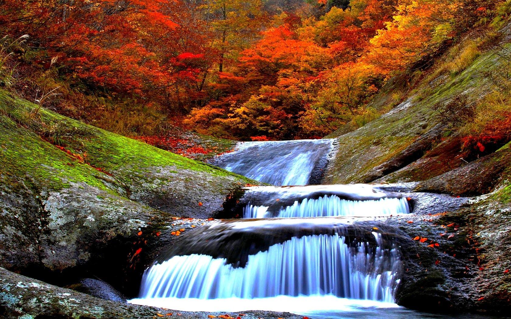 Waterfall Nature Autumn Forest Falls Waterfalls Cascading Cascade