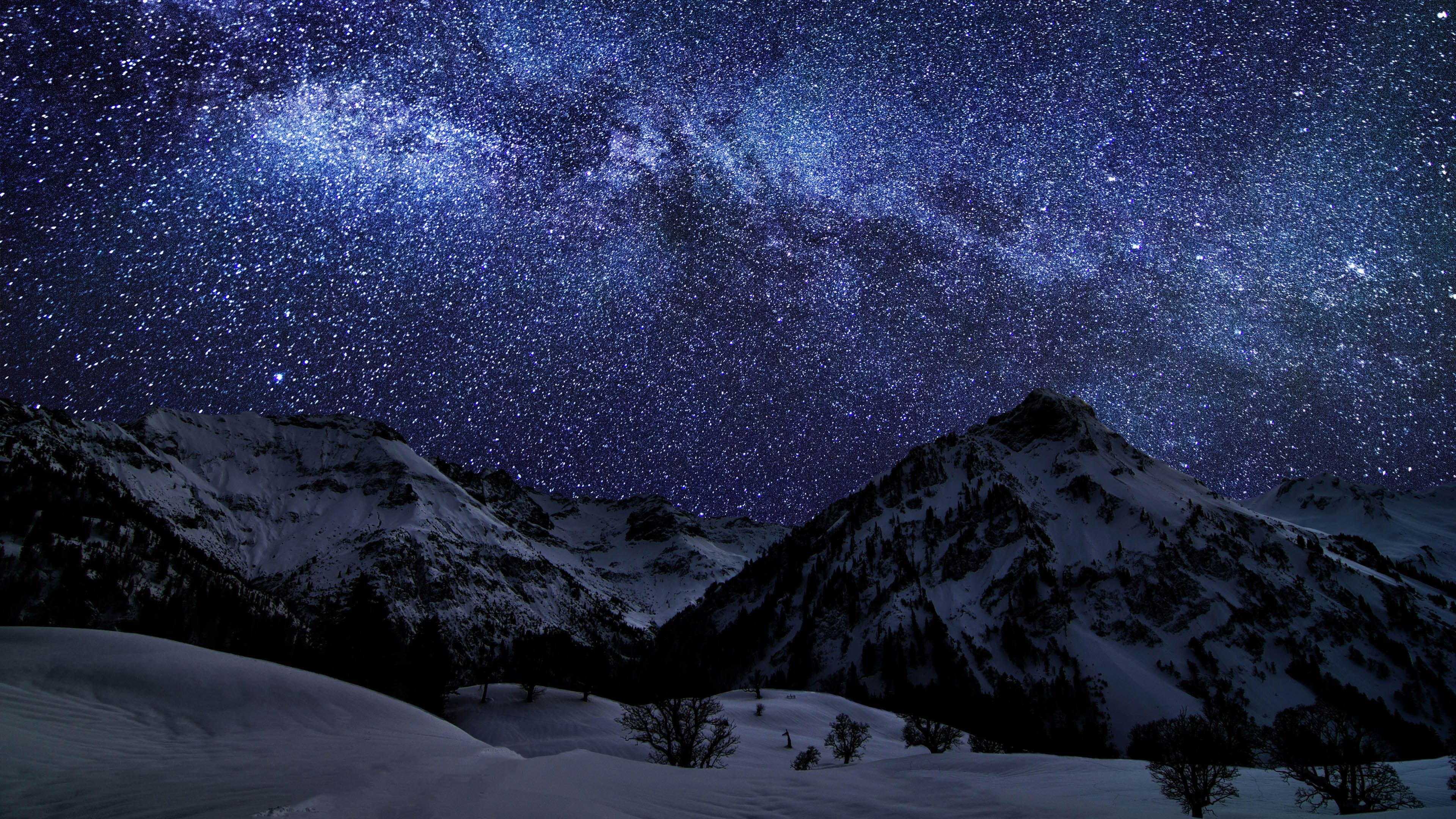 Stellar Night Over The Mountains 16 9 Ultra HD