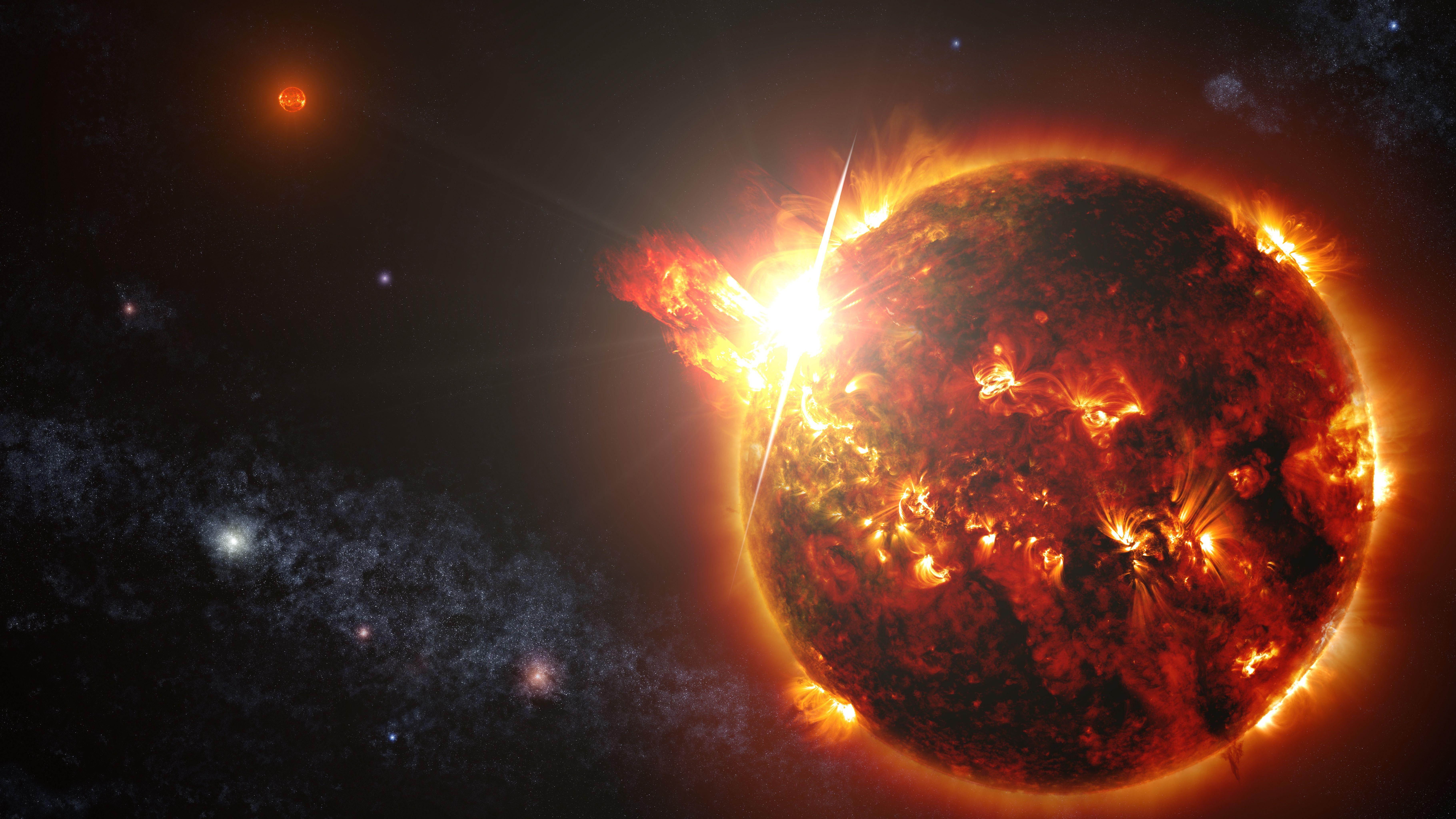 Wallpaper Dwarf star, Solar flares, Stellar explosions, 4K, 8K