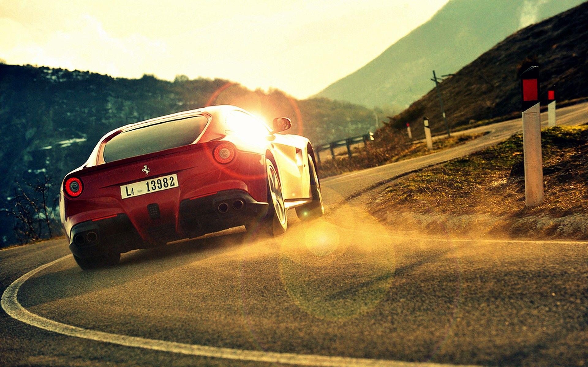 Ferrari F12 Fast Driving Road Wallpaper