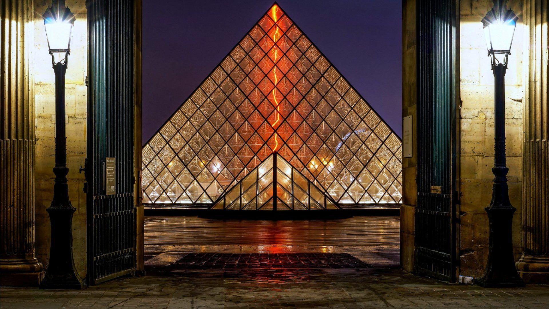 Monuments: Louvre Pyramid Paris Museum Architecture Wallpaper Wide