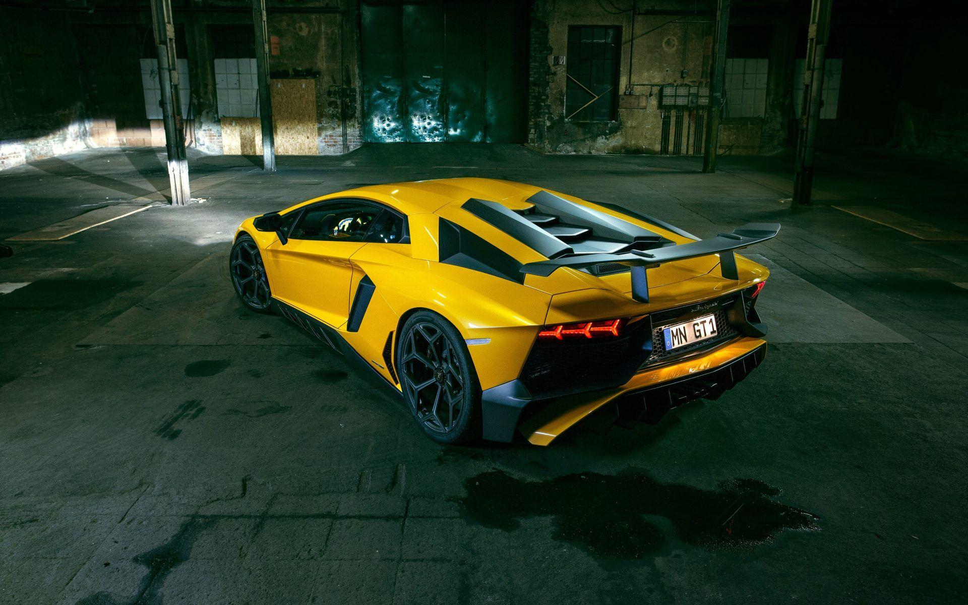 Lamborghini Aventador LP 750 4 SV Yellow Supercar Back View 4k HD