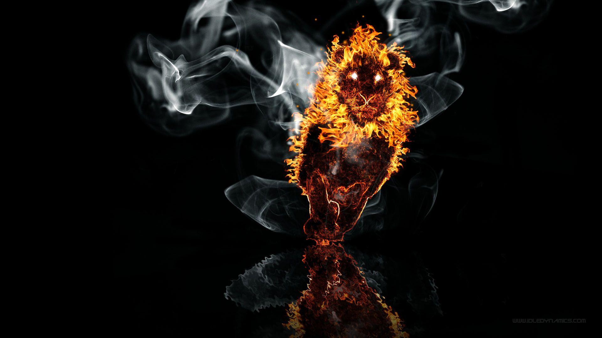 Lion Fire On The Water HD Wallpaper