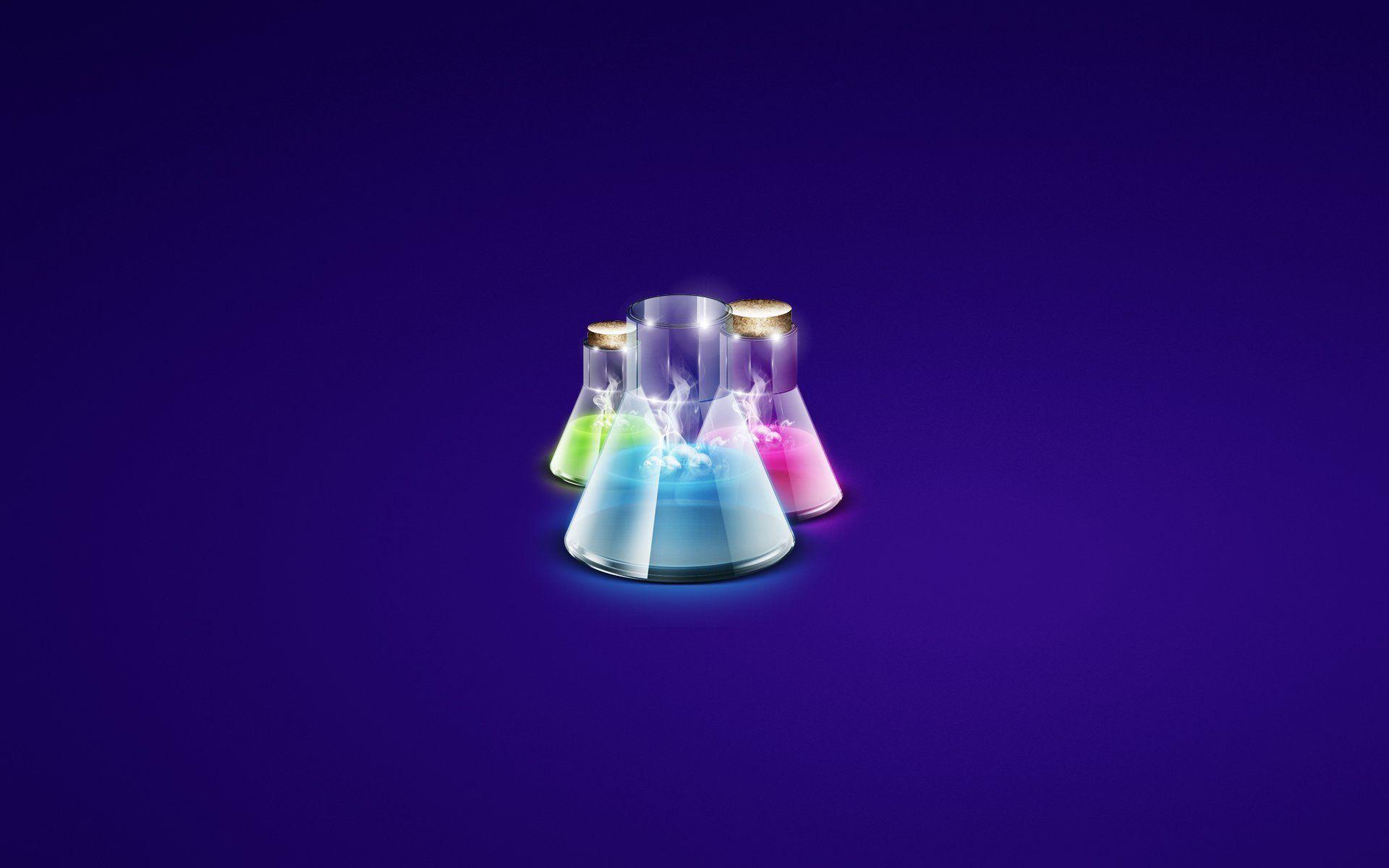 laboratory bulb chemistry dark background purple bluish glass