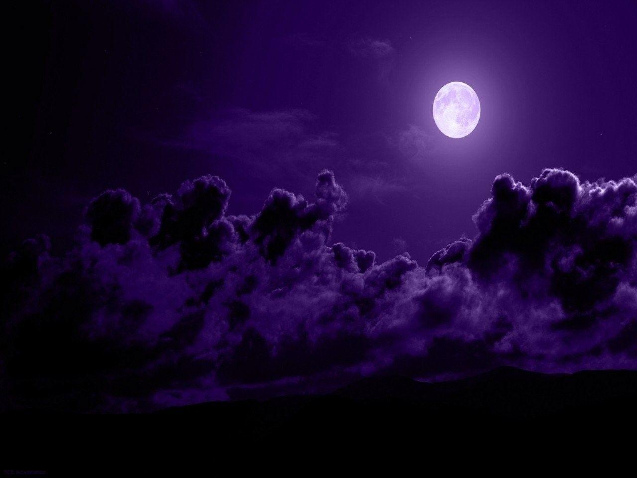 Wallpaper Predominant Color: Sky Clouds Night Purple Moon