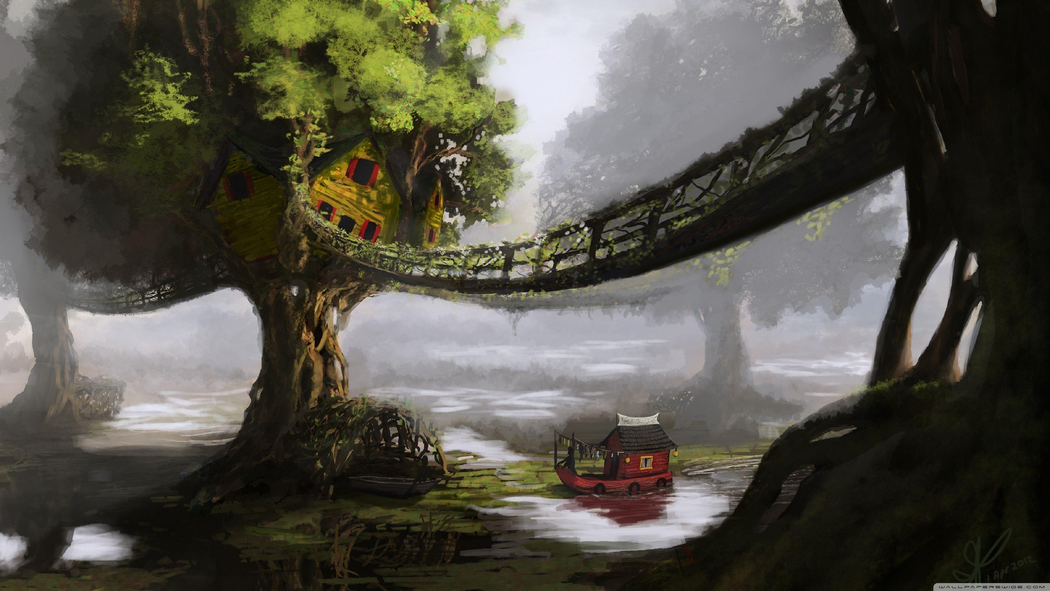 Fantasy Tree House HD desktop wallpaper, High Definition