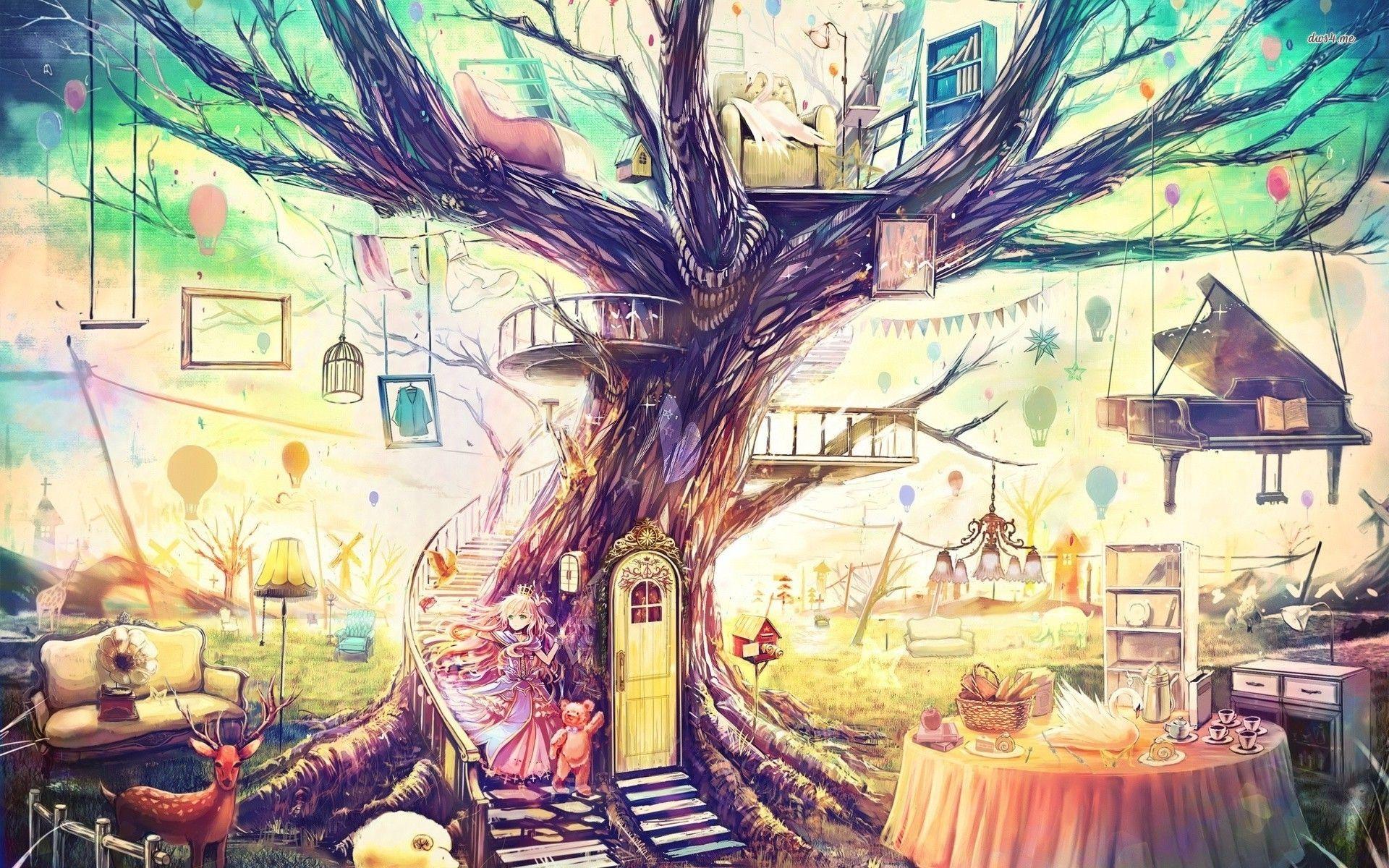 Background For Beautiful Tree House Background