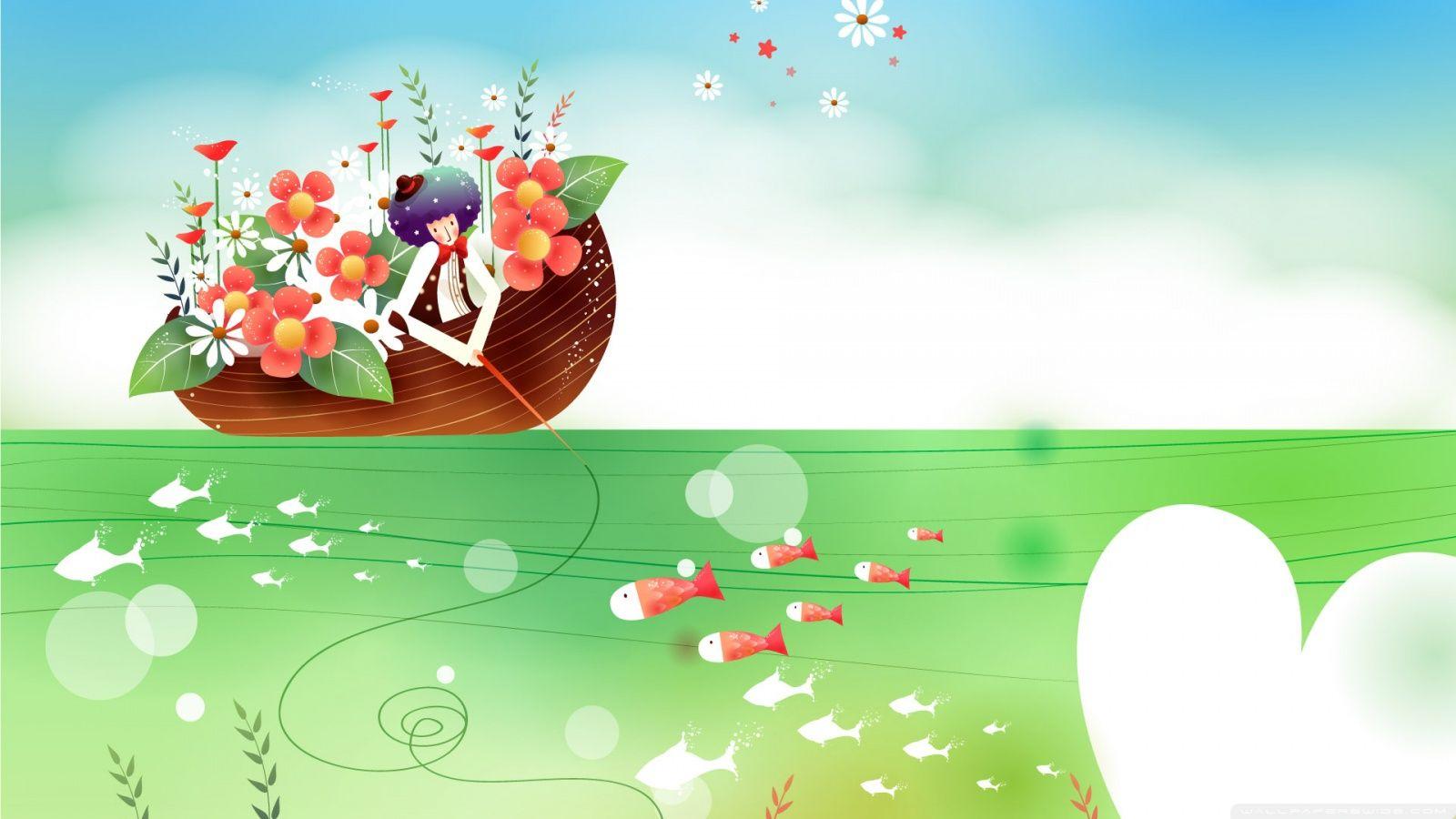 Childhood Fairytales Fishing Trip HD desktop wallpaper