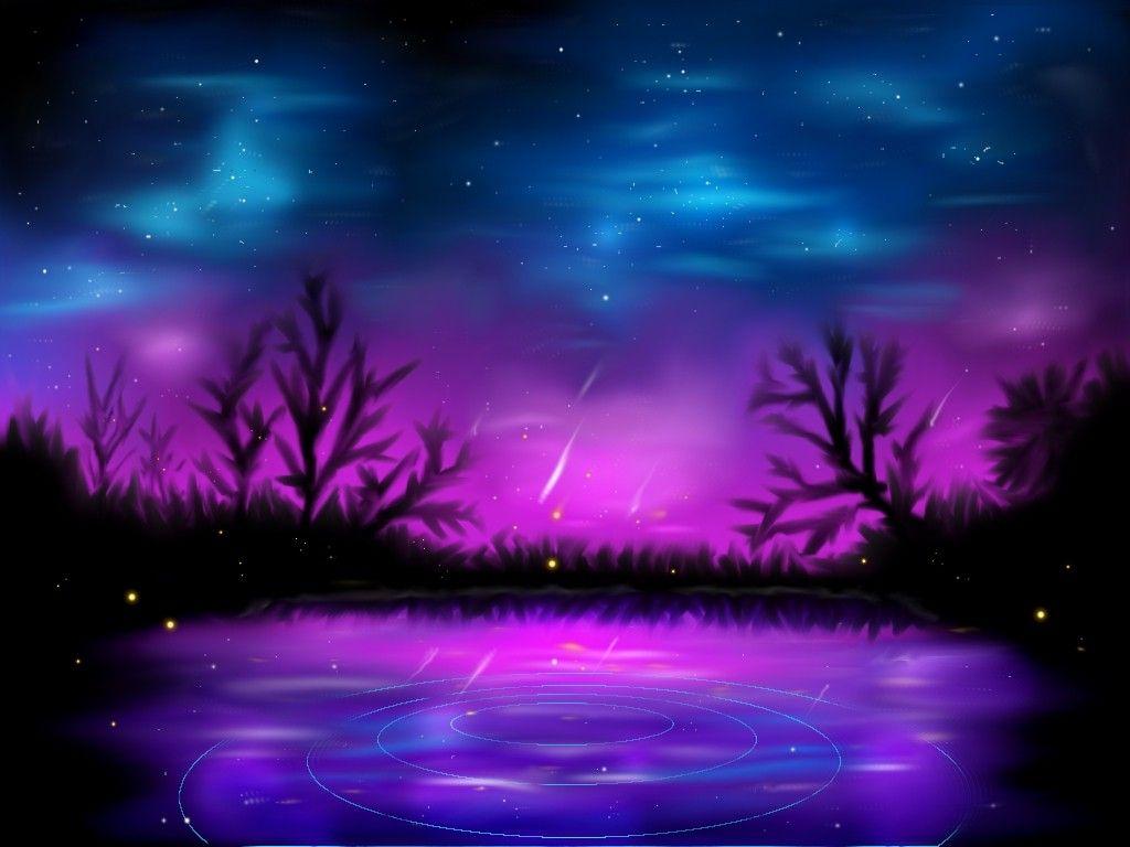 Misc: Night Fantasy Purple Blue Pink Landscape Full HD Wallpaper