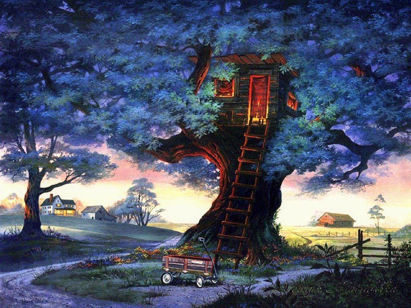 Houses: House Tree Houses Paintings Wagon Draw Paint Love Seasons