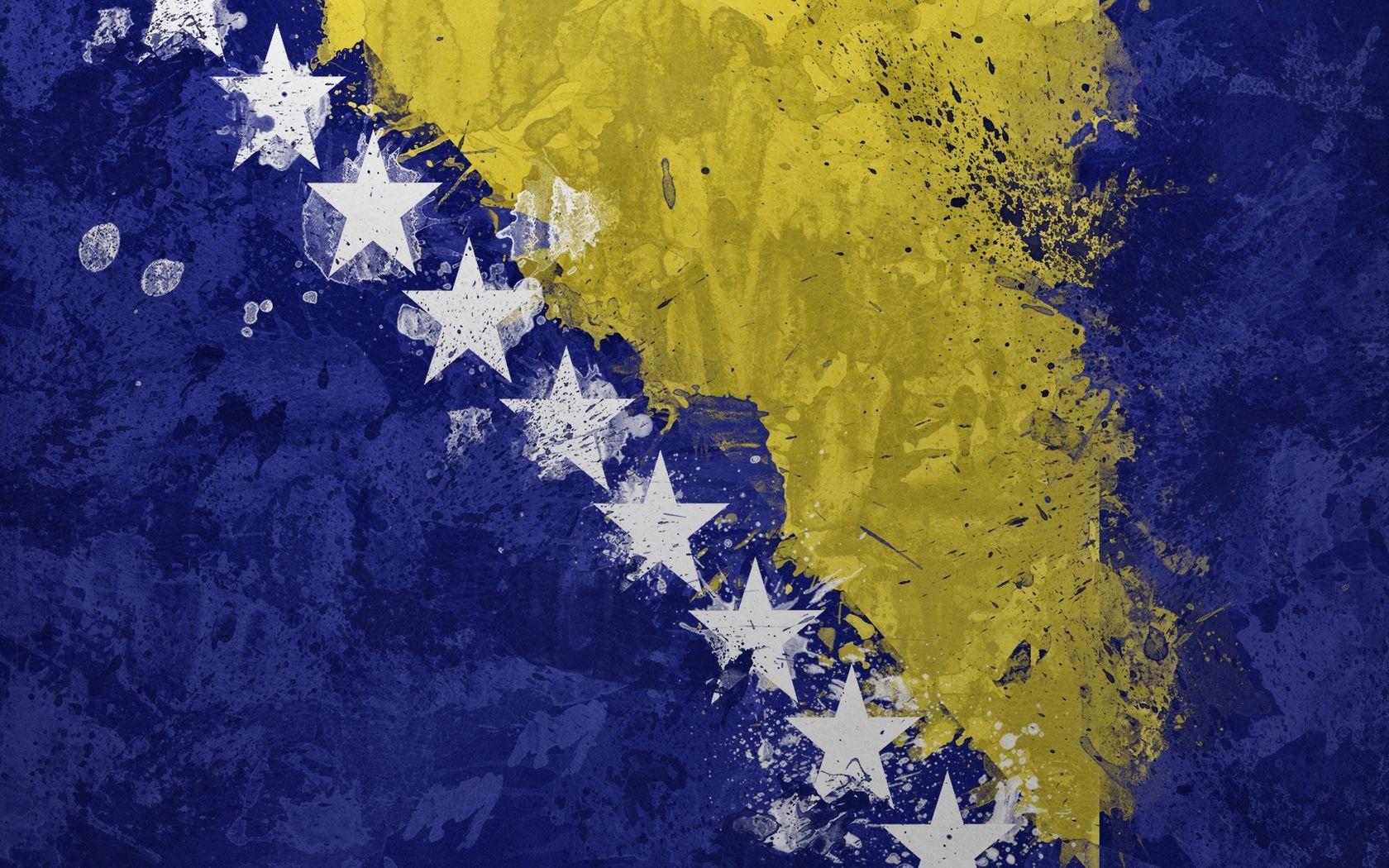 Wallpaper Bosnia and herzegovina, Flag, Color, Texture, Stars