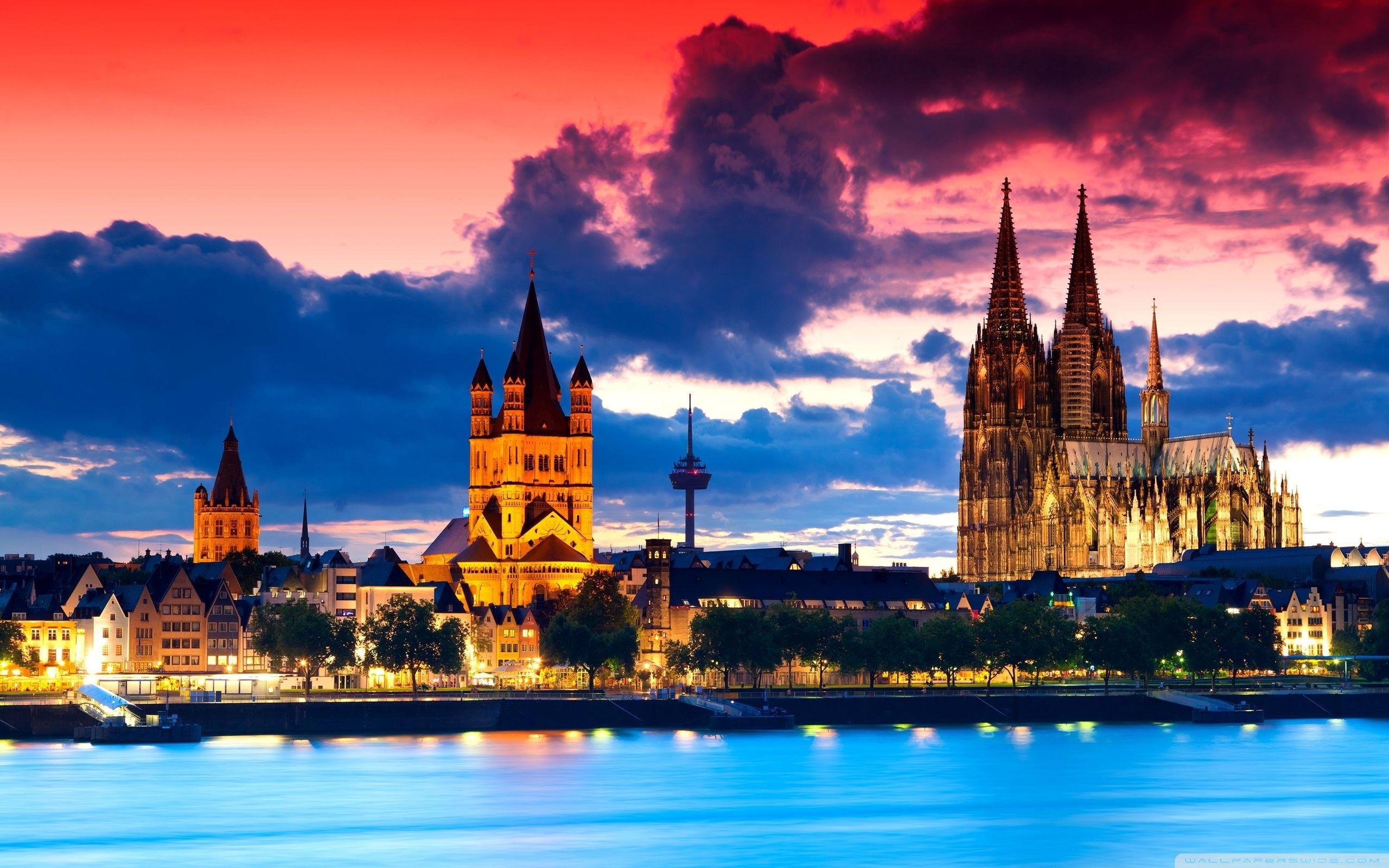 Cologne Cathedral At Dusk HD desktop wallpaper, High Definition