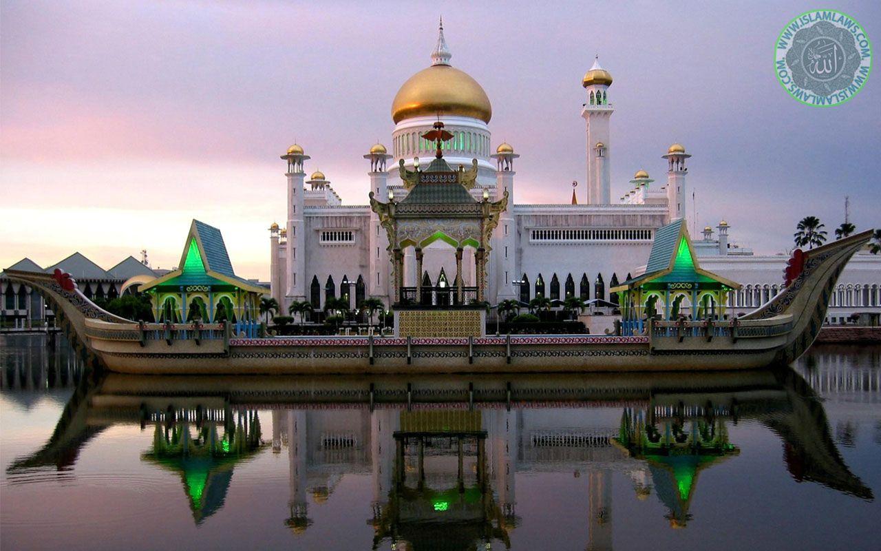 Omar Ali Saifuddin Mosque Brunei Wallpaper & Details
