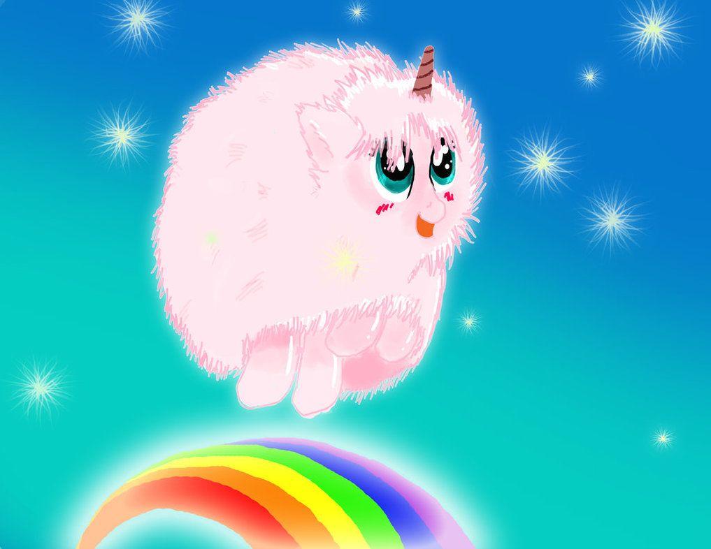 Pink Fluffy Unicorns Dancing On Rainbows Wallpaper