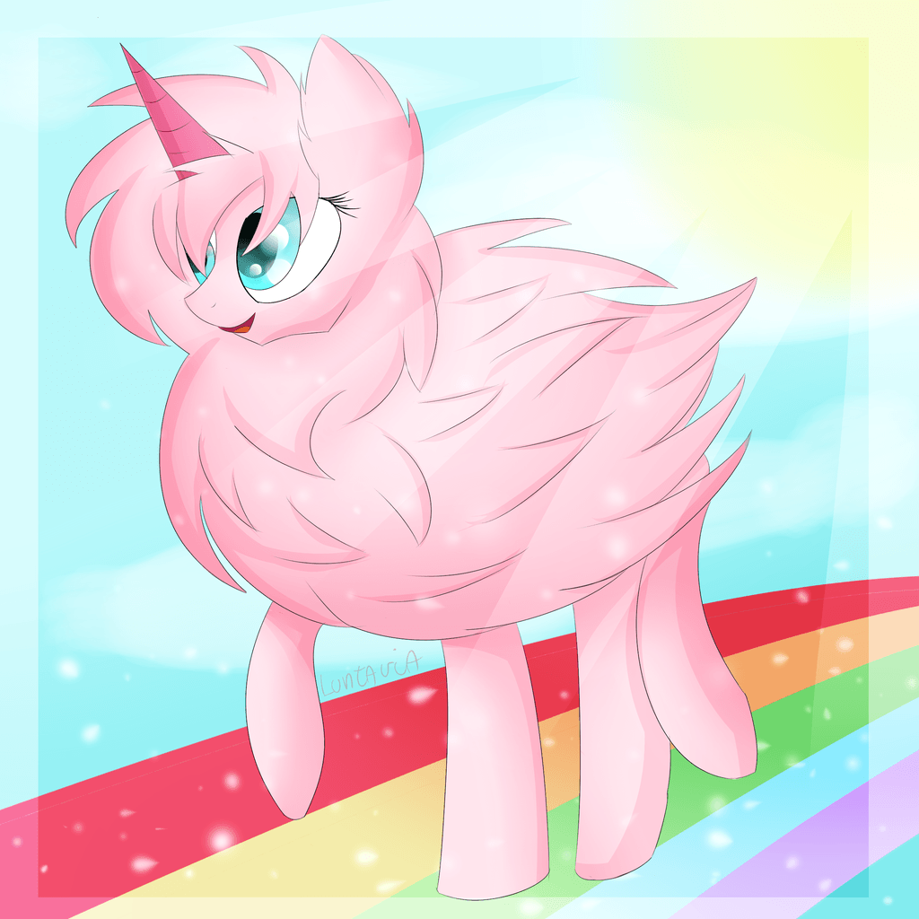 pink fluffy unicorns dancing on rainbows by Luntaria.