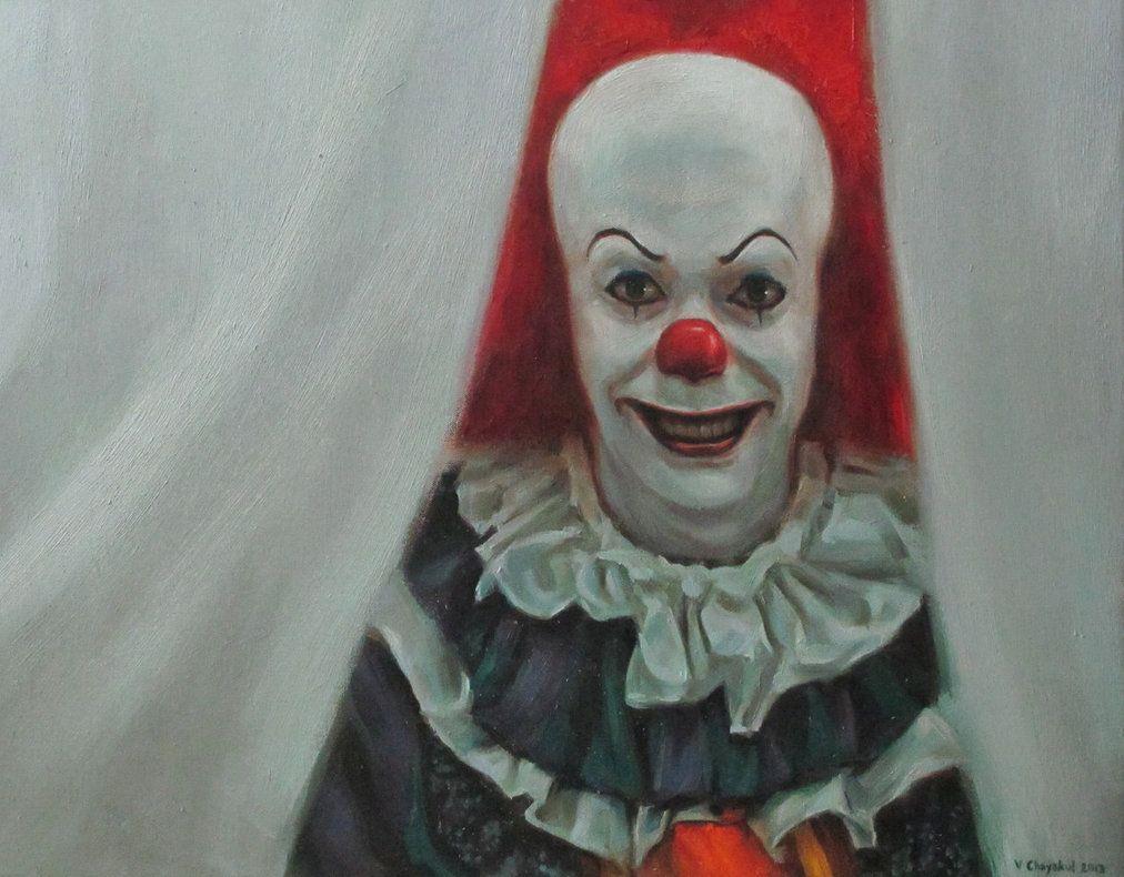 Pennywise the Dancing Clown from Stephen King's IT. Oil on canvas