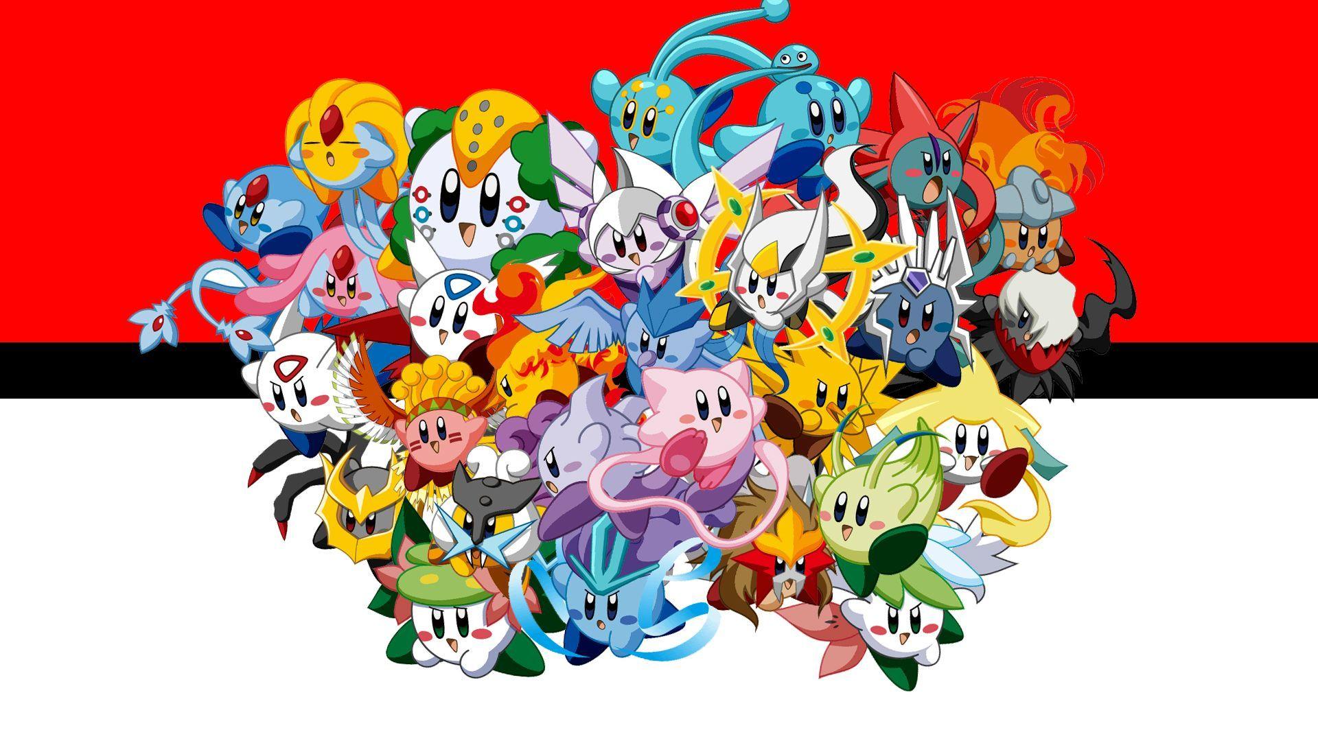 I made a wallpaper with Kirby as (most of) the Legendary Pokémon
