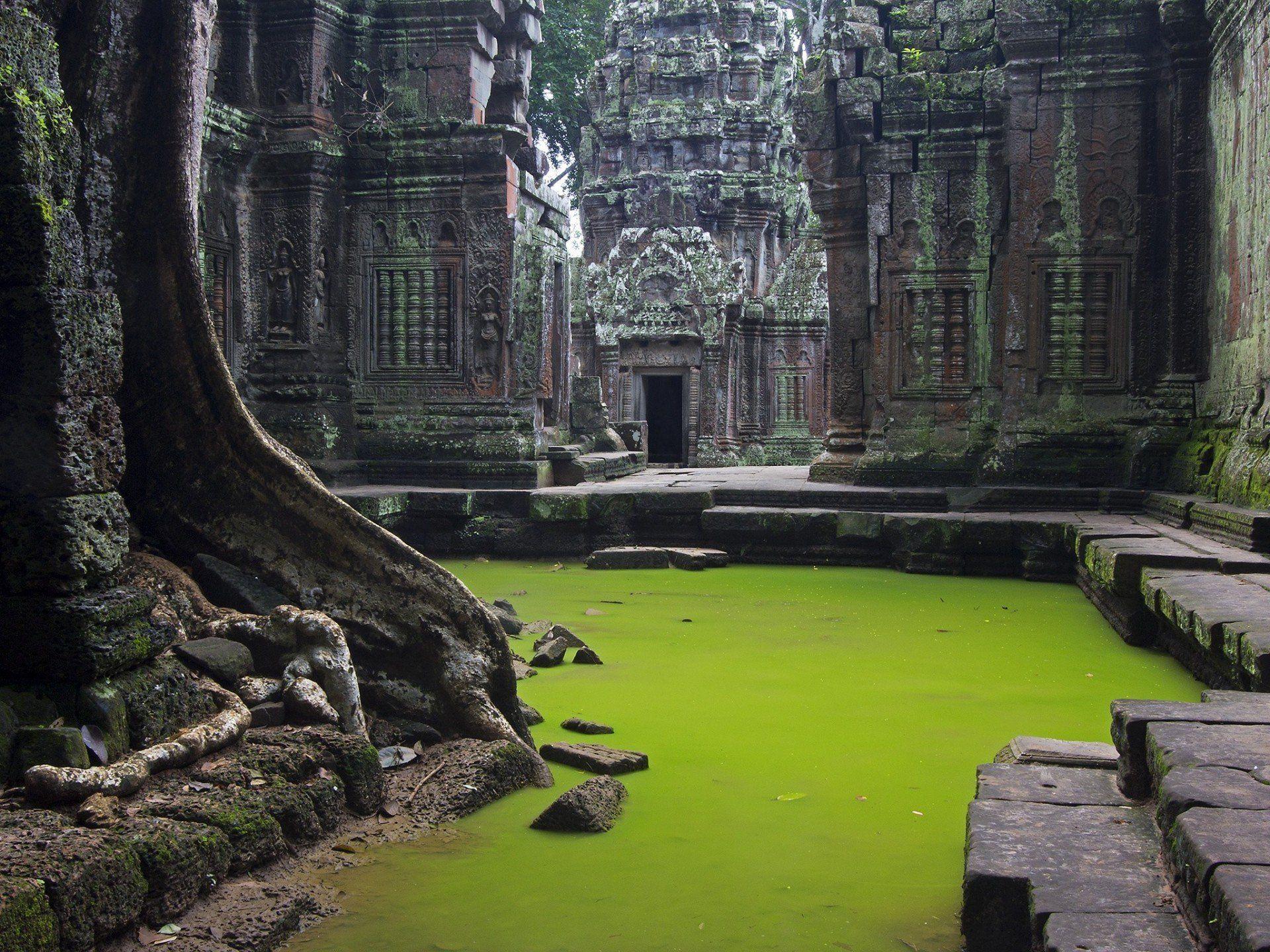 water ruins beauty temple cambodia HD wallpaper