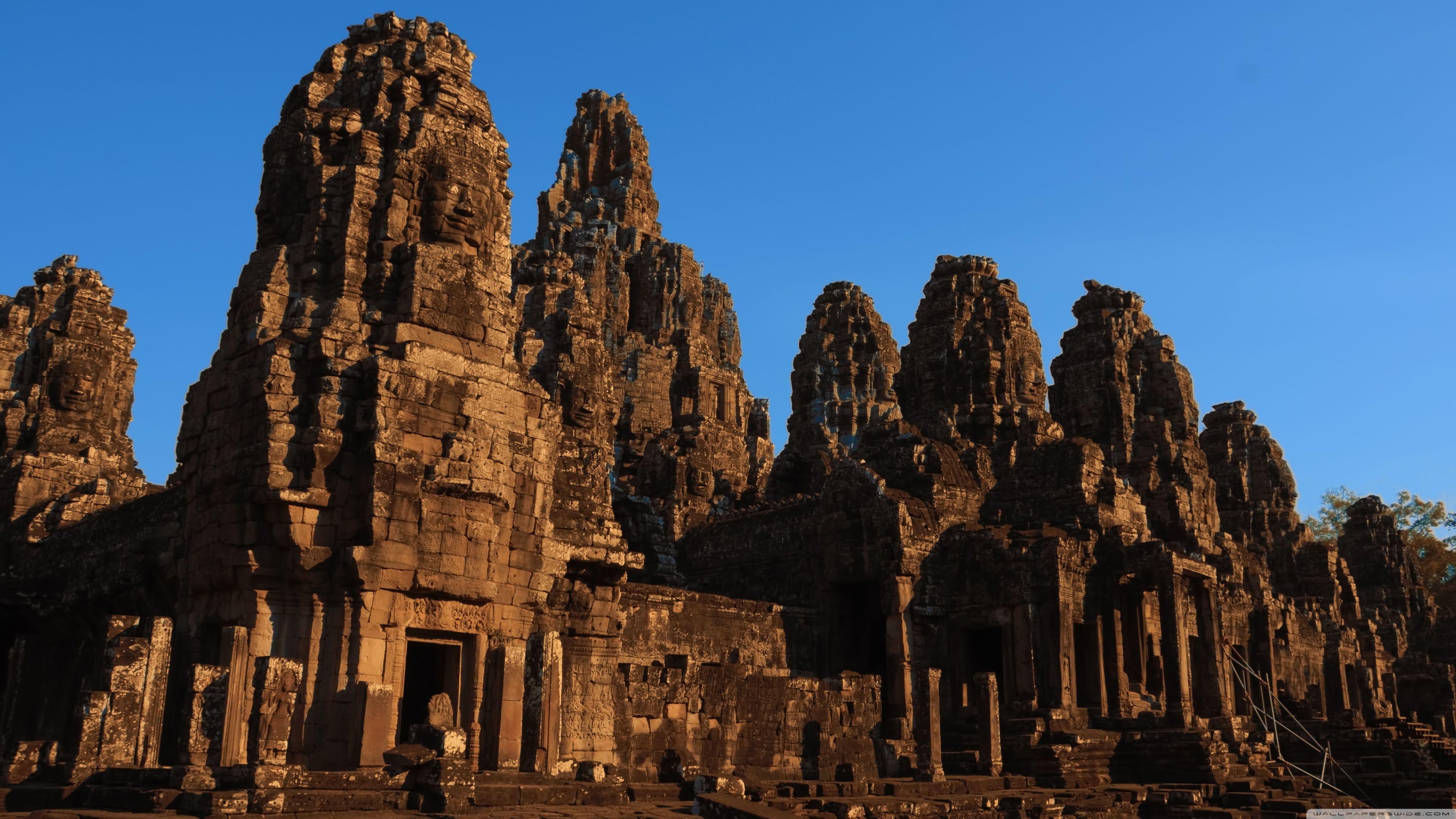 Bayon Temple In Cambodia HD desktop wallpaper, Widescreen, High