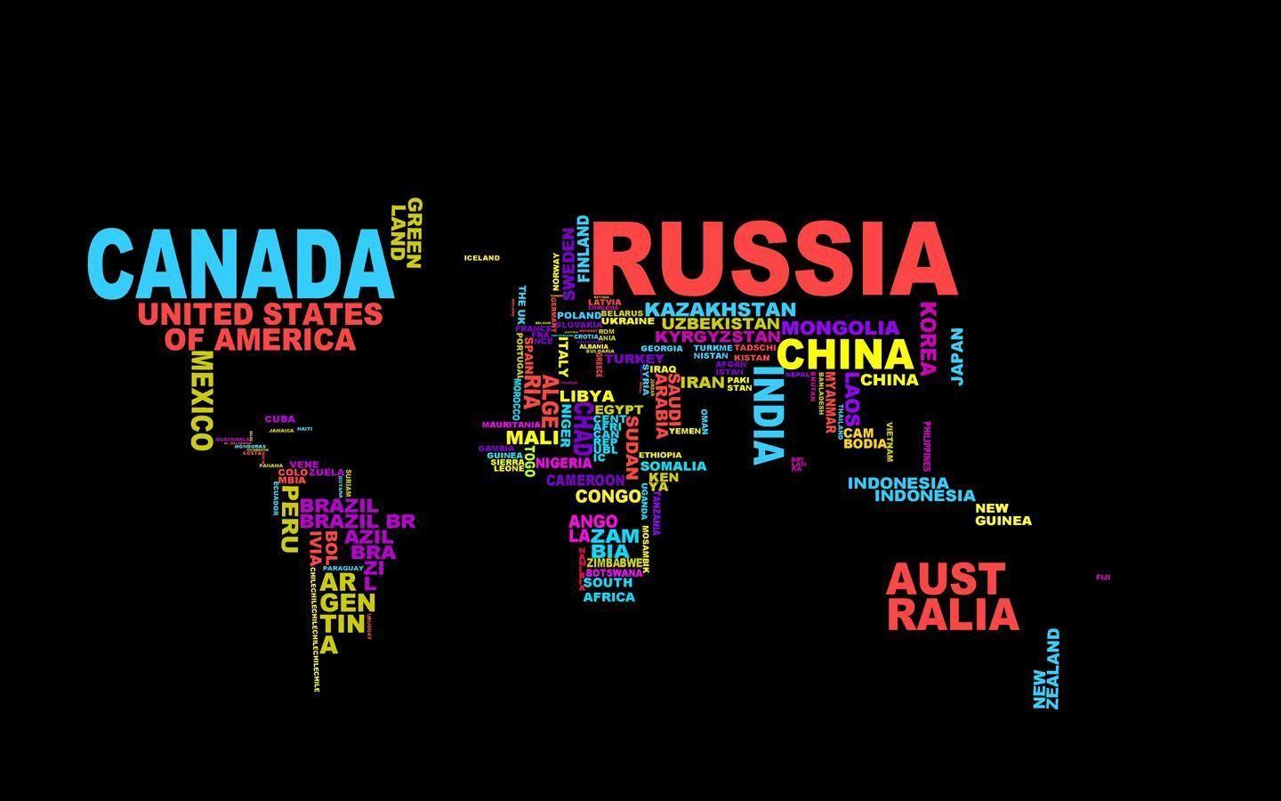 map, Typography, Colorful, Russia, Word Clouds Wallpaper HD