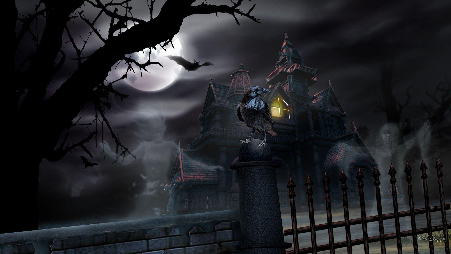 Raven Tag wallpaper: Creepy Haloween House Spooky Halloween