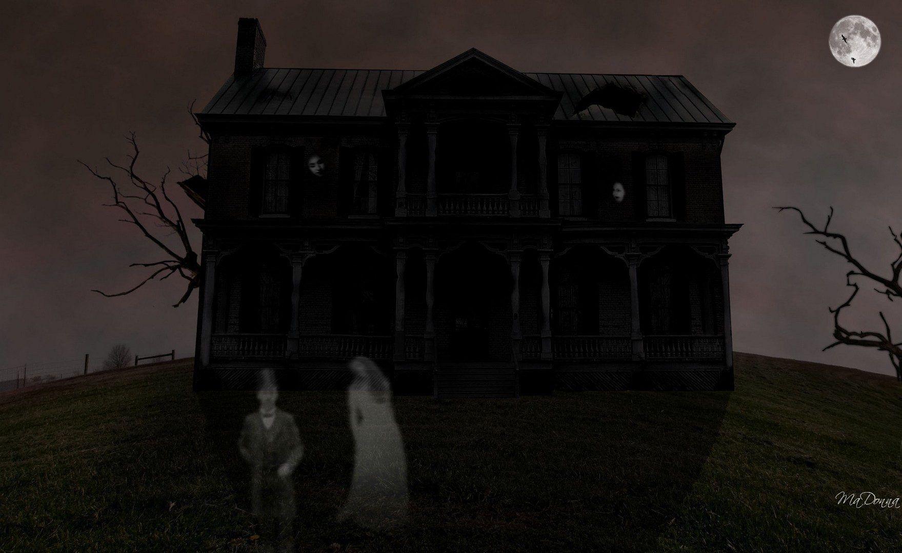 Houses: Haunted House Ghosts Holiday Halloween Spooky Scary Moon