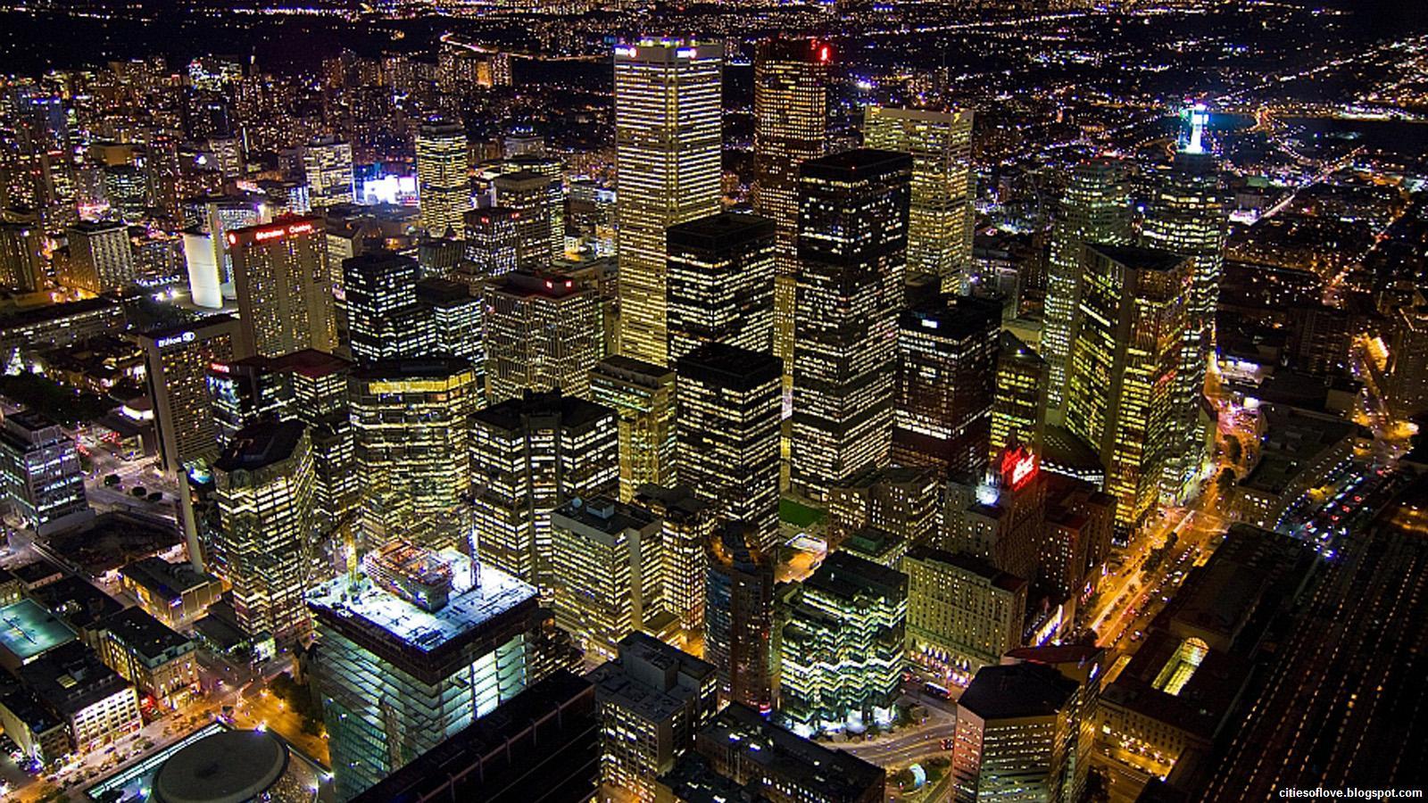 Toronto Shining City Financial District At Night Canada HD Desktop