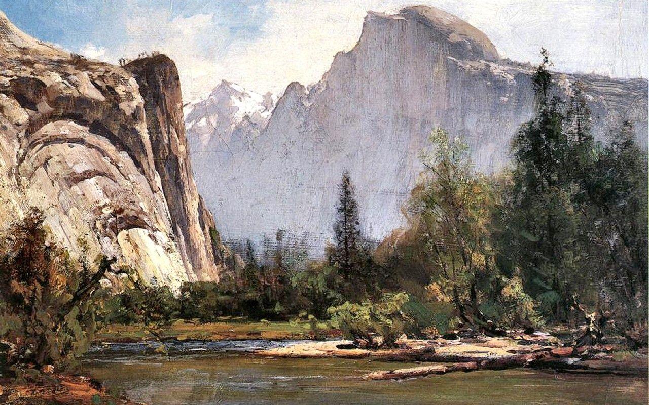Mountain: Royal Arches Half Dome Yosemite Hill California Painting