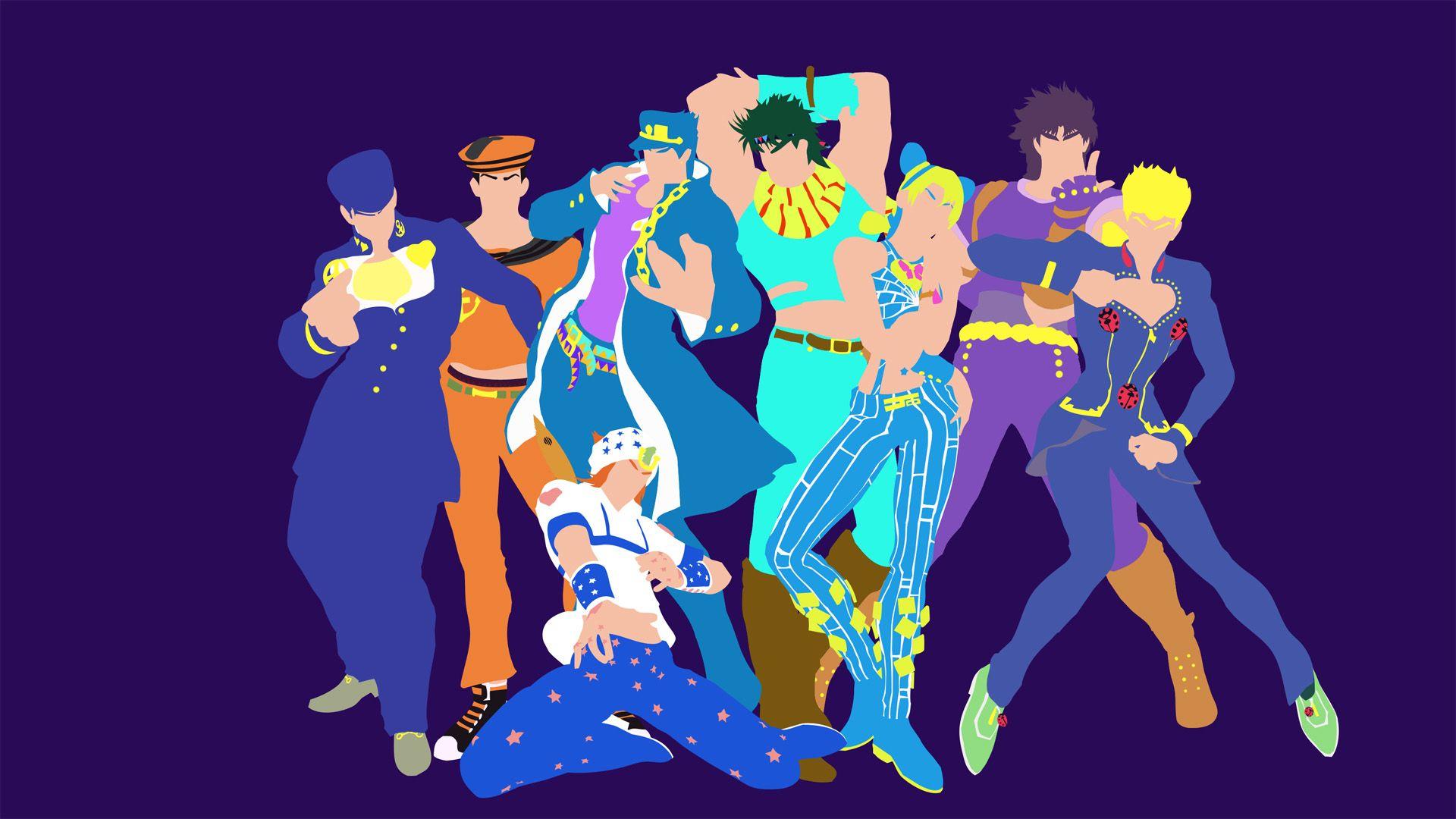 I'm looking for wallpaper that contain all 8 JoJo's or a whole