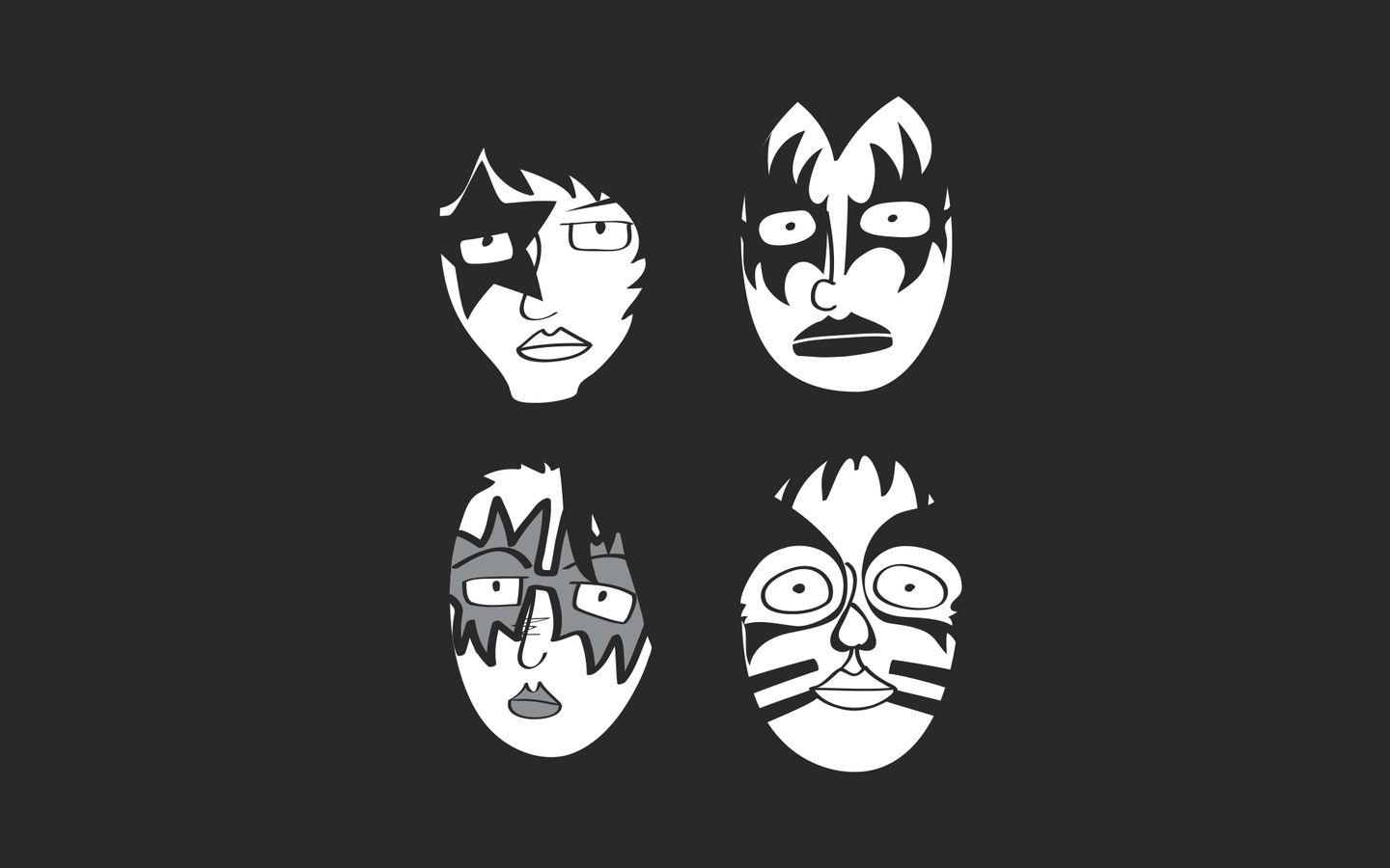 Kiss Band Faces Black and White HD Wallpaper. Home of Wallpaper