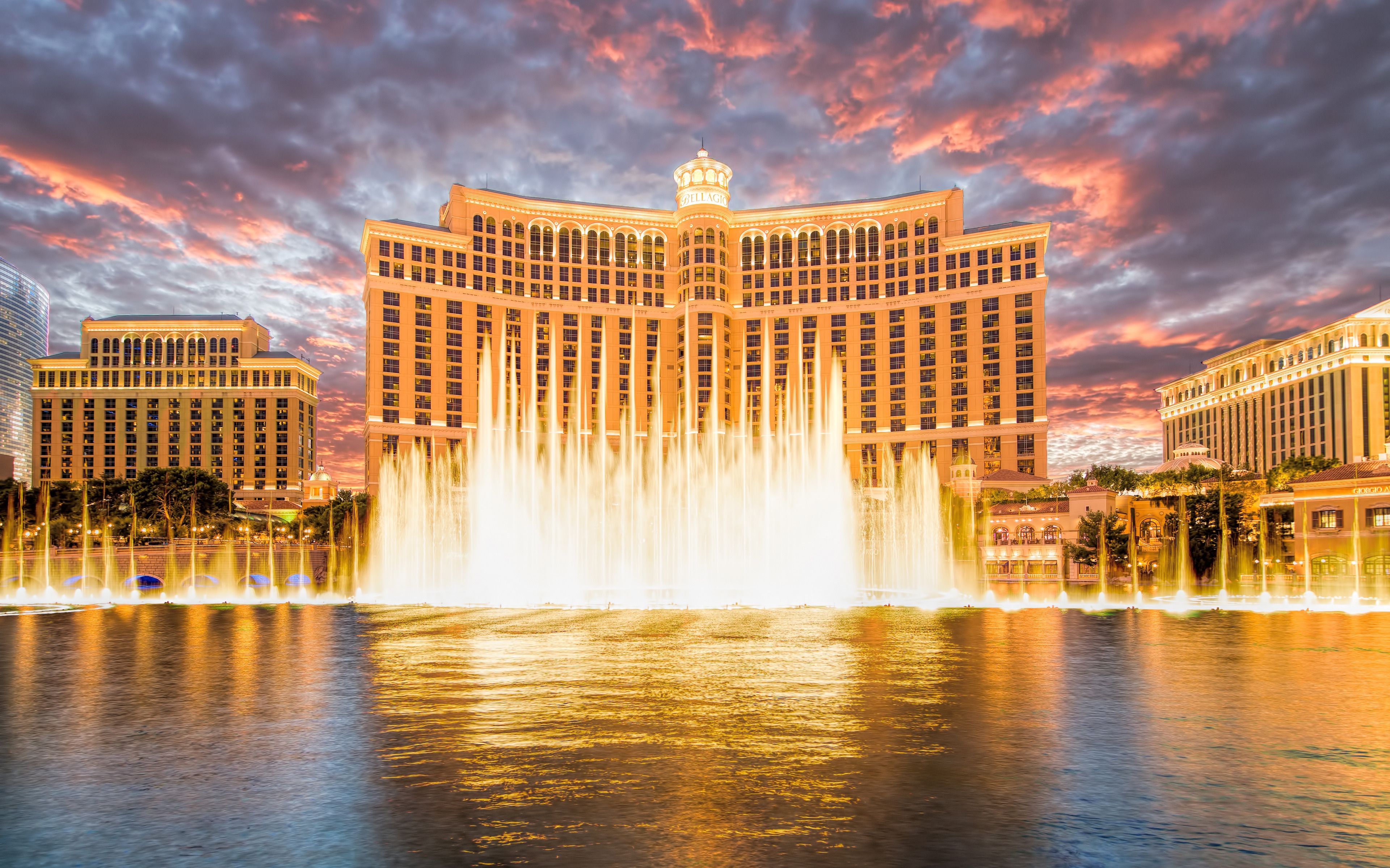 Bellagio Hotel, Fountains, Las Vegas, Nevada widescreen wallpaper